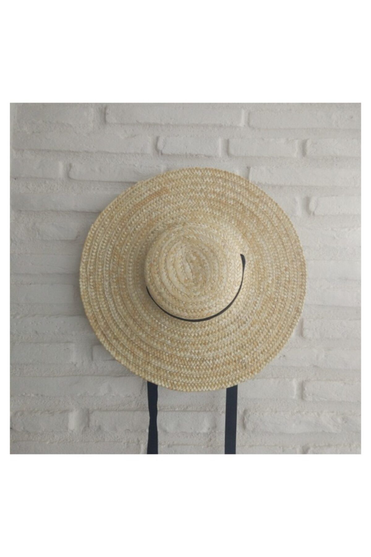 Towdoo-Unisex Beige Ribbon Straw Hat 1