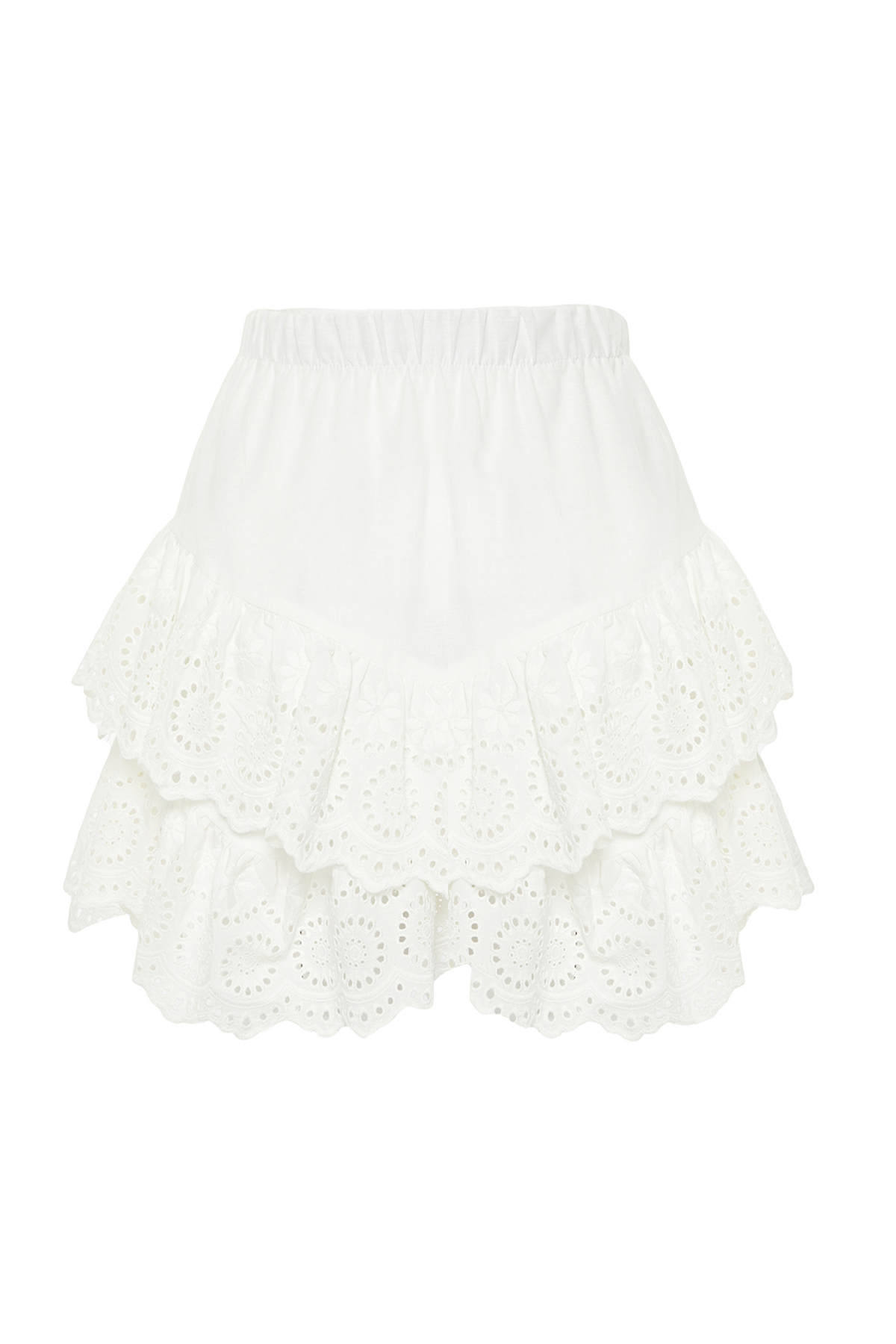 Trendyolmilla  Plaj Giyim Beyaz Dokuma Brodeli Mini Etek TBESS24ET00004 - Görsel 7