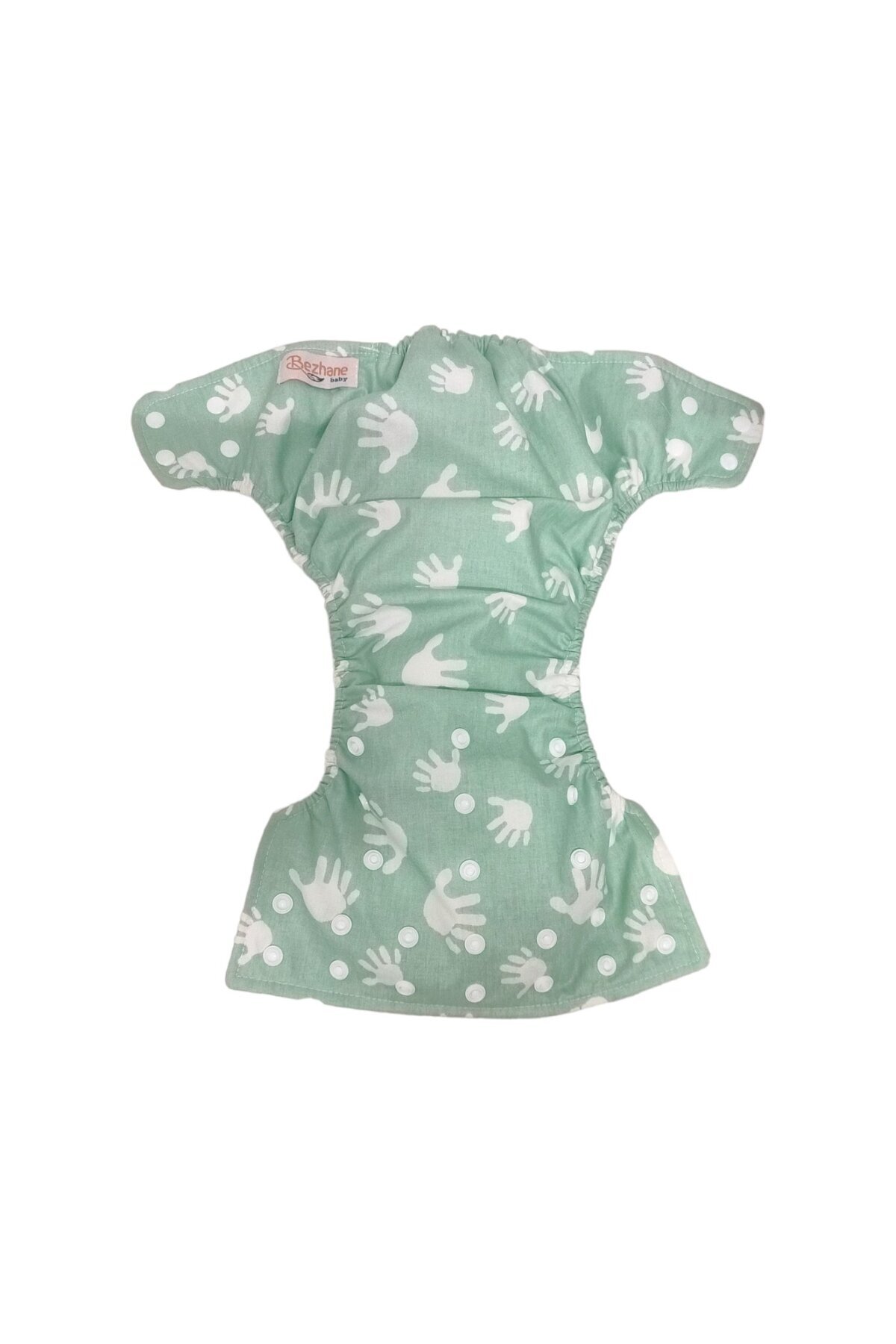 BEZHANE Baby YBB Yıkanabilir Bebek Bezi Cepli Su Yeşili El Desen(3kg-12kg) fotoğrafı 4 (önizleme)