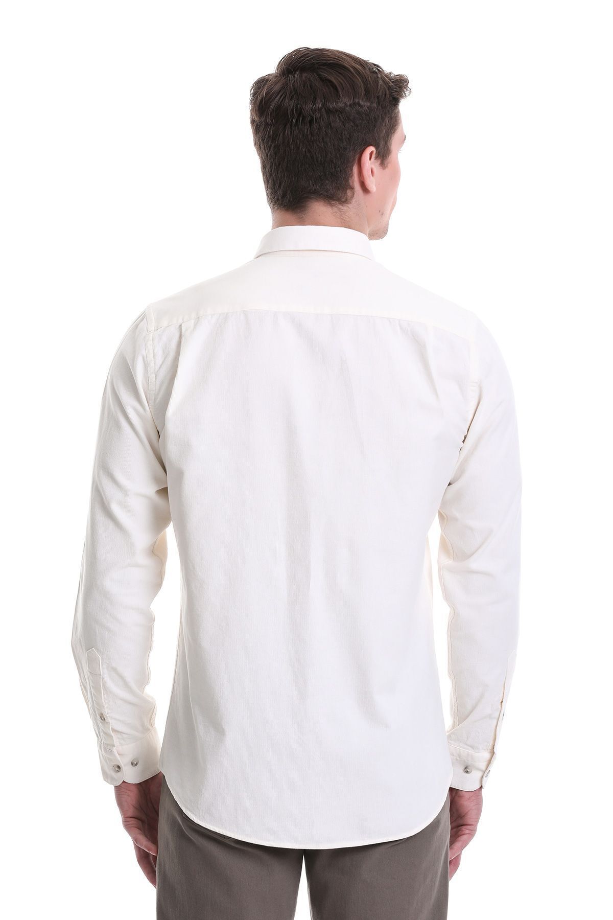 پیراهن / بلوز دکمه دار نود مردانه SLIM FIT 100 ٪ پنبه یقه کلاسیک با آستین بلند Hatemoğlu