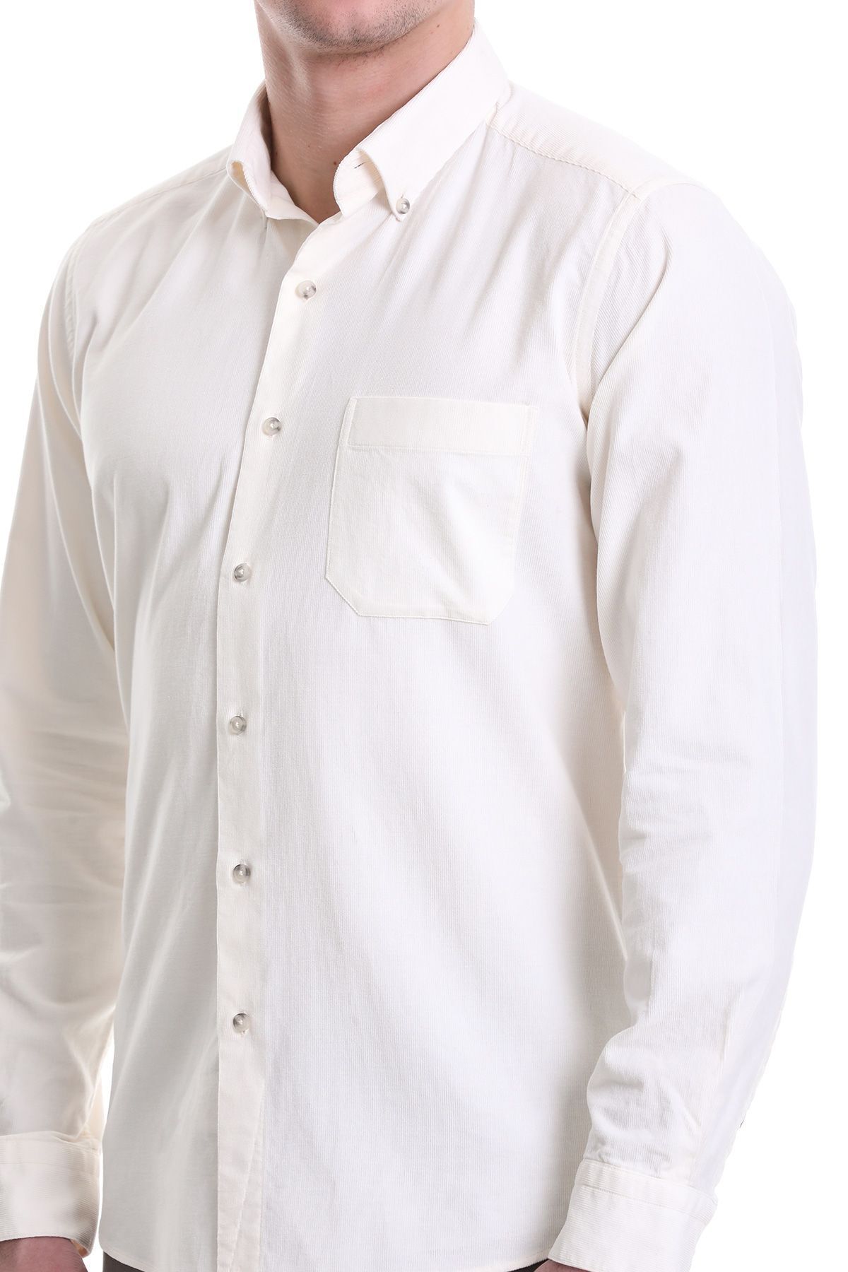 پیراهن / بلوز دکمه دار نود مردانه SLIM FIT 100 ٪ پنبه یقه کلاسیک با آستین بلند Hatemoğlu