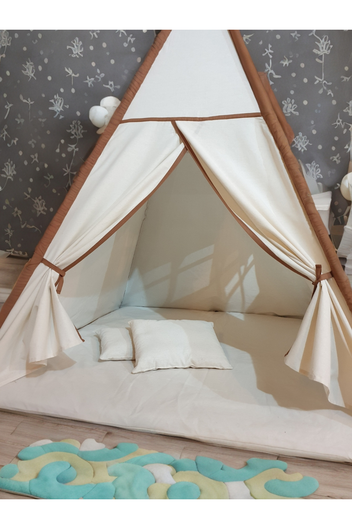 YHH Kids GrandeTent XL Çocuk Oyun Çadırı LED Işıklı Kızıldereli Çadırı Oyun Evi Minder ve Yastıklı fotoğrafı 5 (önizleme)