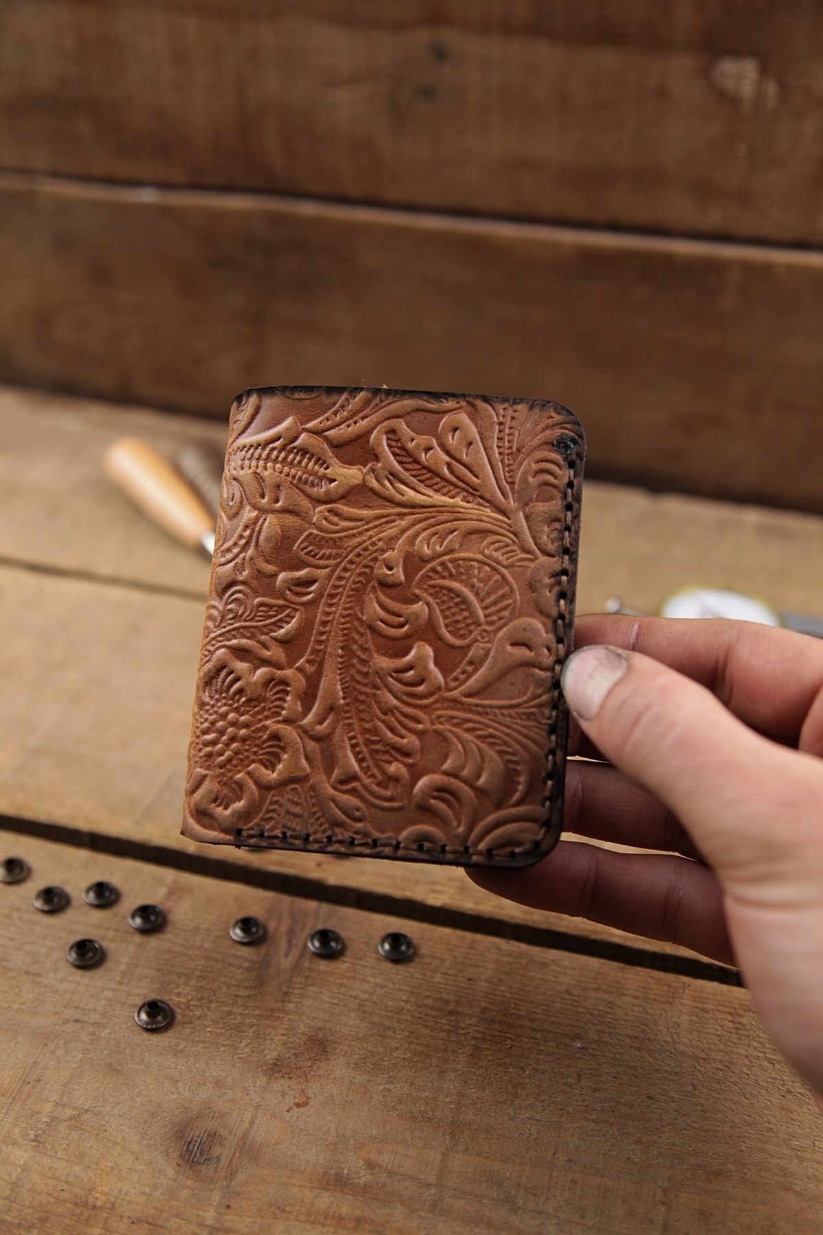کیف پول مردانه دستباف چرمی واقعی New Coast Leather 1900's