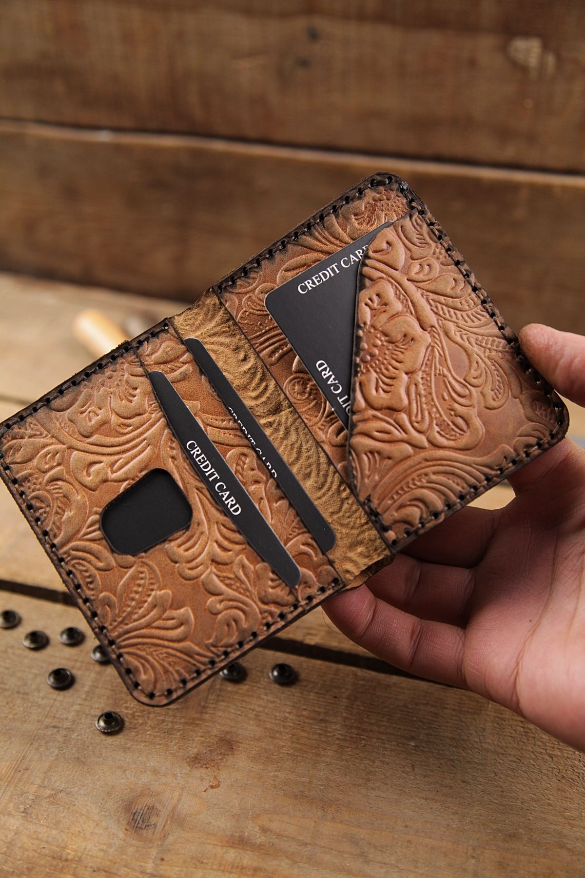 کیف پول مردانه دستباف چرمی واقعی New Coast Leather 1900's