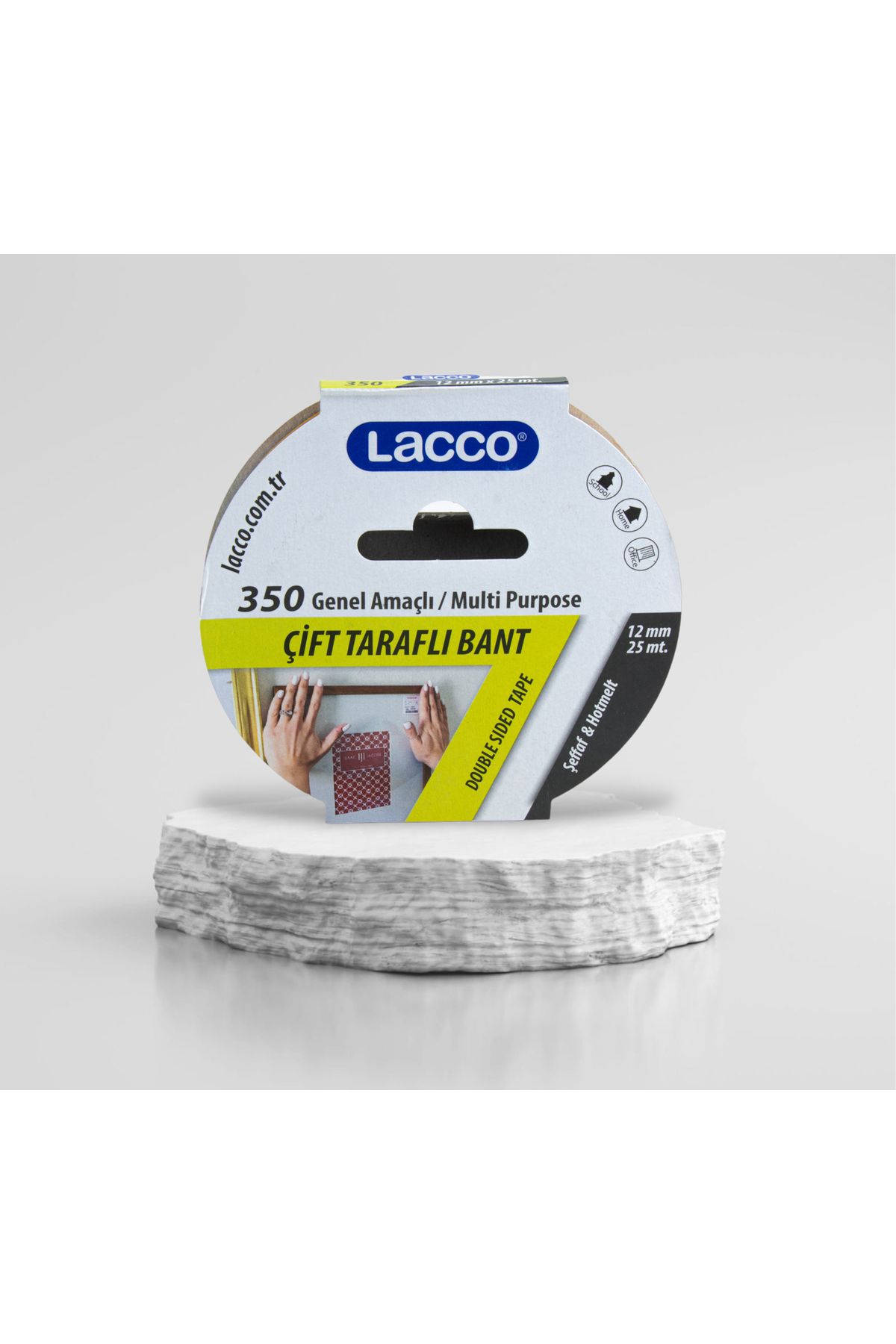 AiryFooT Bandă Dublă Lacco, 12 Mm-25 Metri, Subțire - Transparentă, Piele Hobby Uz General - One Size