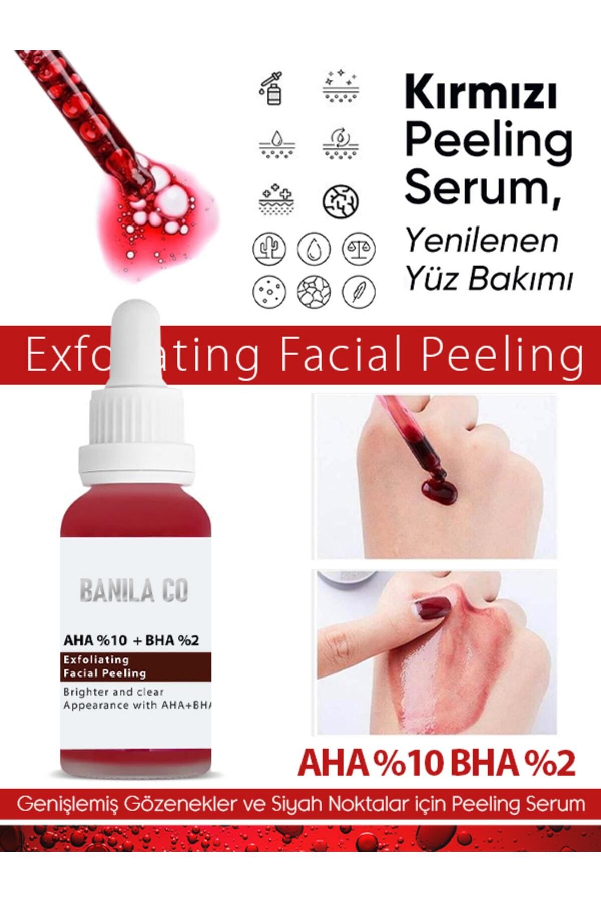 سرم لایه بردار قرمز، احیا کننده، اکولایزر رنگ پوست، سرم لایه بردار قرمز صورت Aha+bha 20 میلی لیتر Banila Co