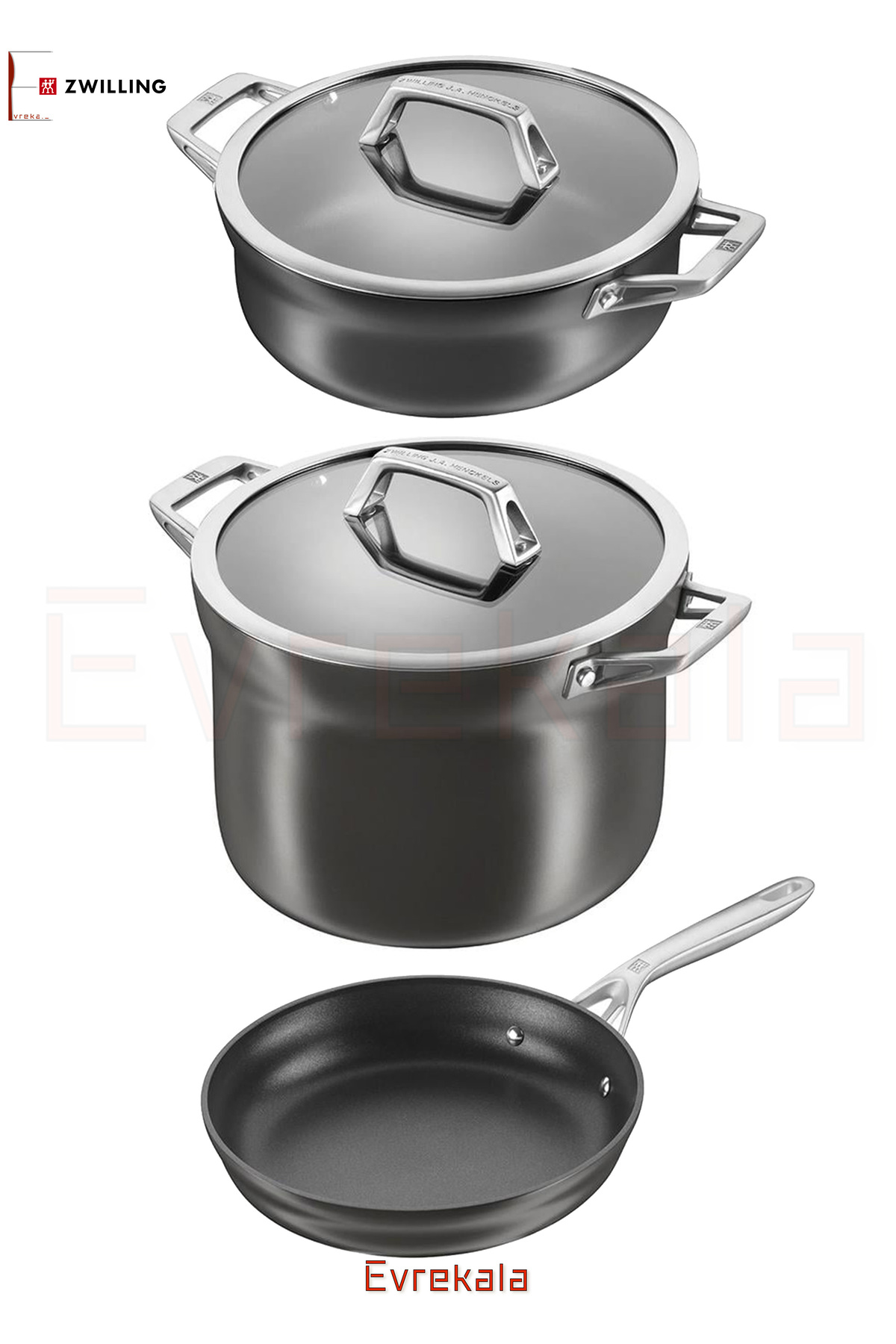 Zwilling Evrekala Yeni Tencere Tava Seti Zwilling 3 Parça Döküm