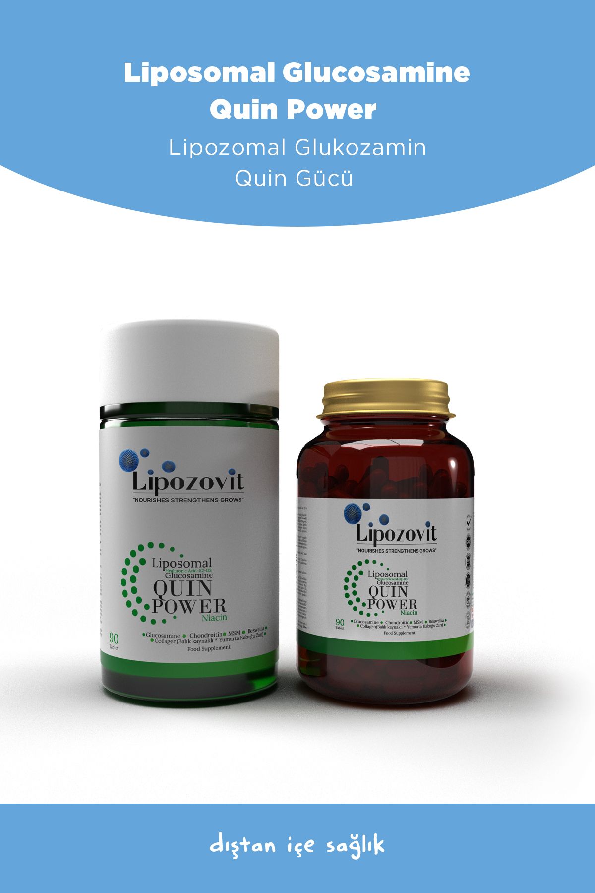 LİPOZOVİT Lipozomal Glukozamin Quinpower Eklem Ve Kemik 90 Tablet