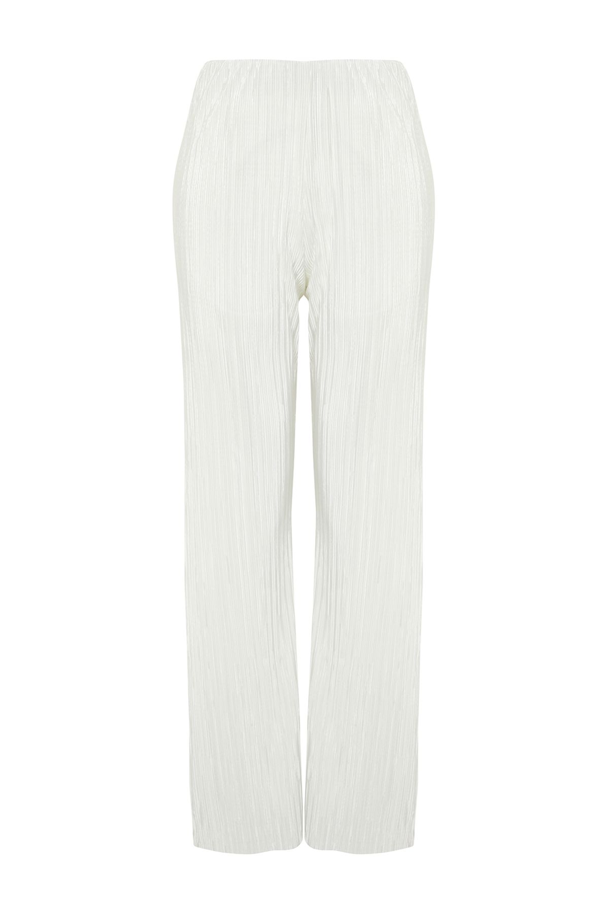 Trendyol Collection White Pleated Wide Leg Wide Leg Lined
