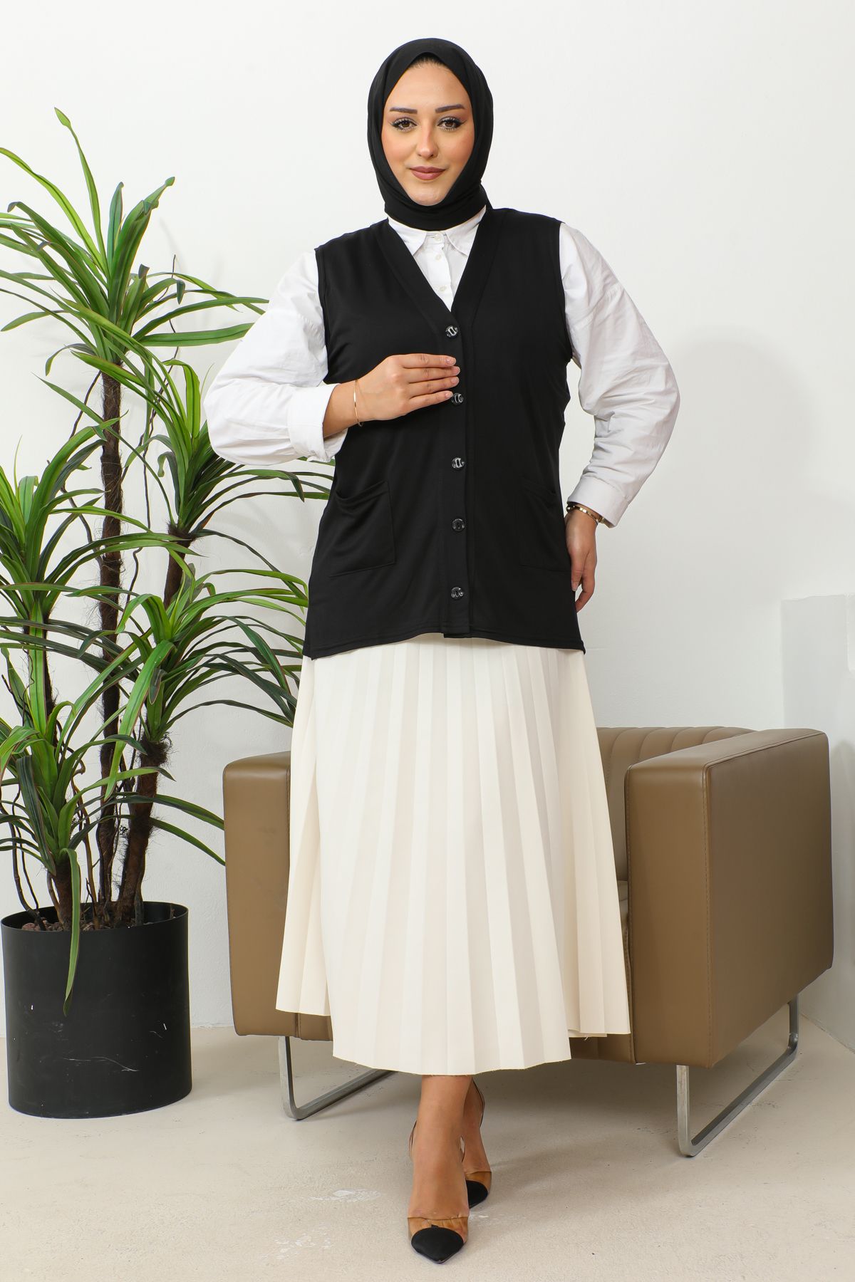 penye-Γυναικείο Μαύρο Γιλέκο με Τσέπες, Mother Vest, Casual Ρούχα 5