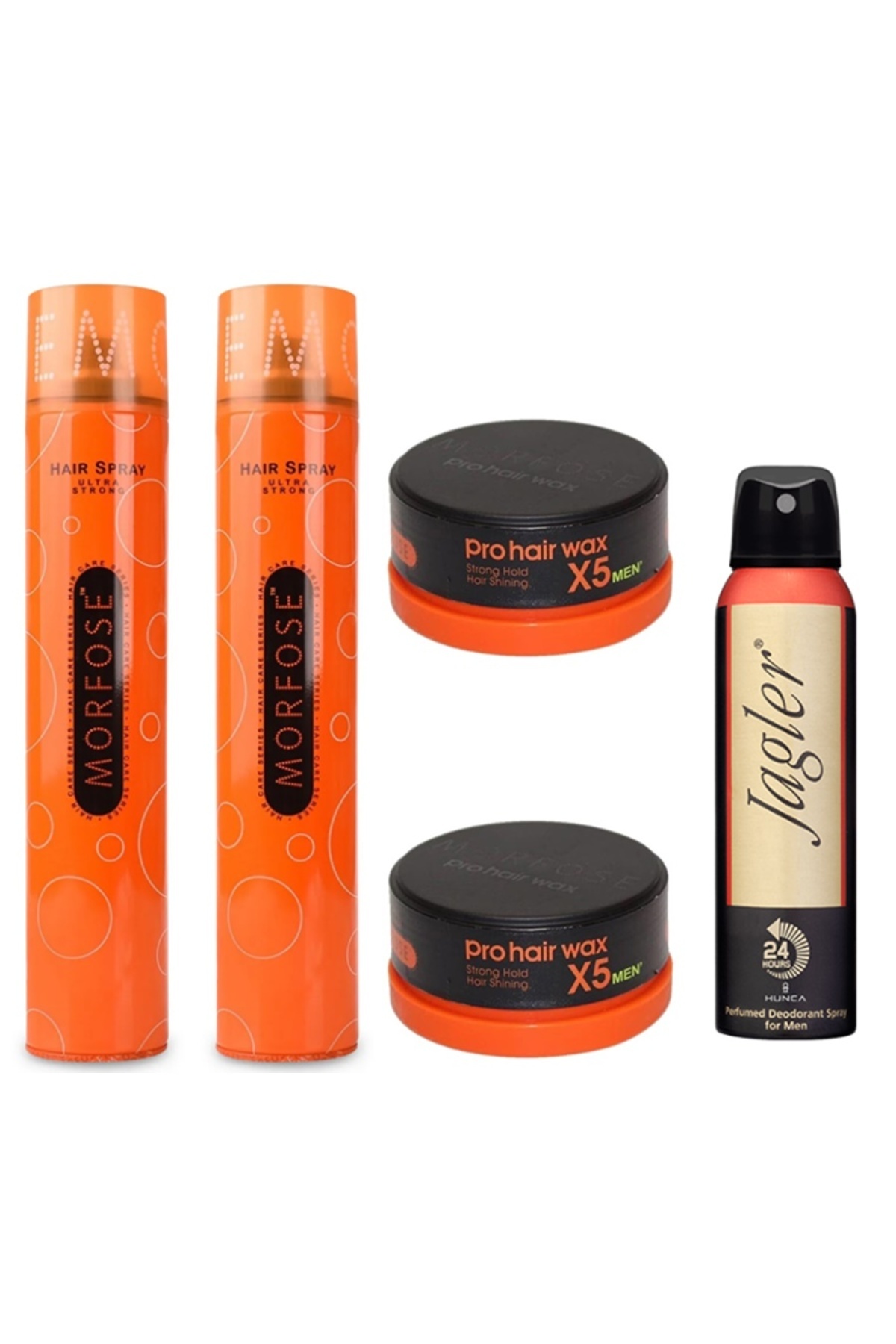 Morfose Saç Spreyi Ultra Strong Turuncu 400 ml 2 Adet + Wax 150ml 2 Adet+ Jagler Deodorant Erkek 150ml — TYC1XB5C2N170500923461912