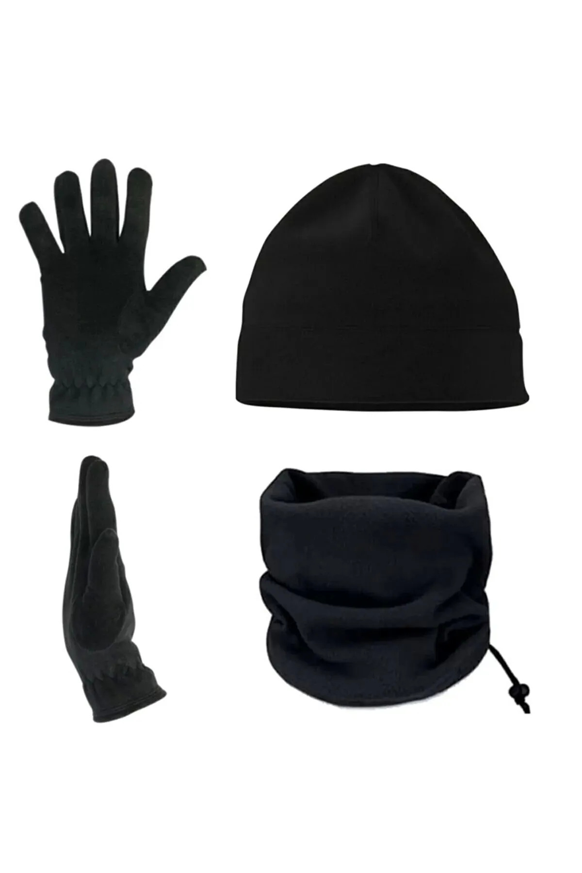 emybox Kışlık Termal Polar Unisex Soğuk Geçirmez Polar Bere Eldiven Boyunluk Erkek ve Kadın İçin 3'lü Set