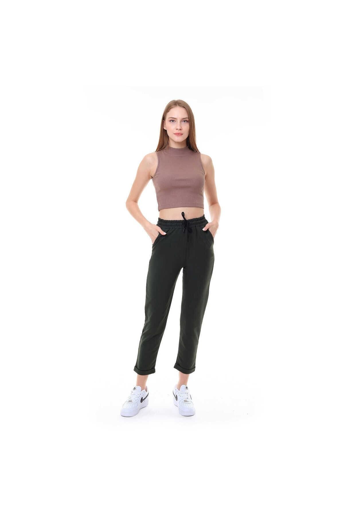 Miss Puddra-Women's Khaki Tracksuit - Single Bottom, Double Leg 2