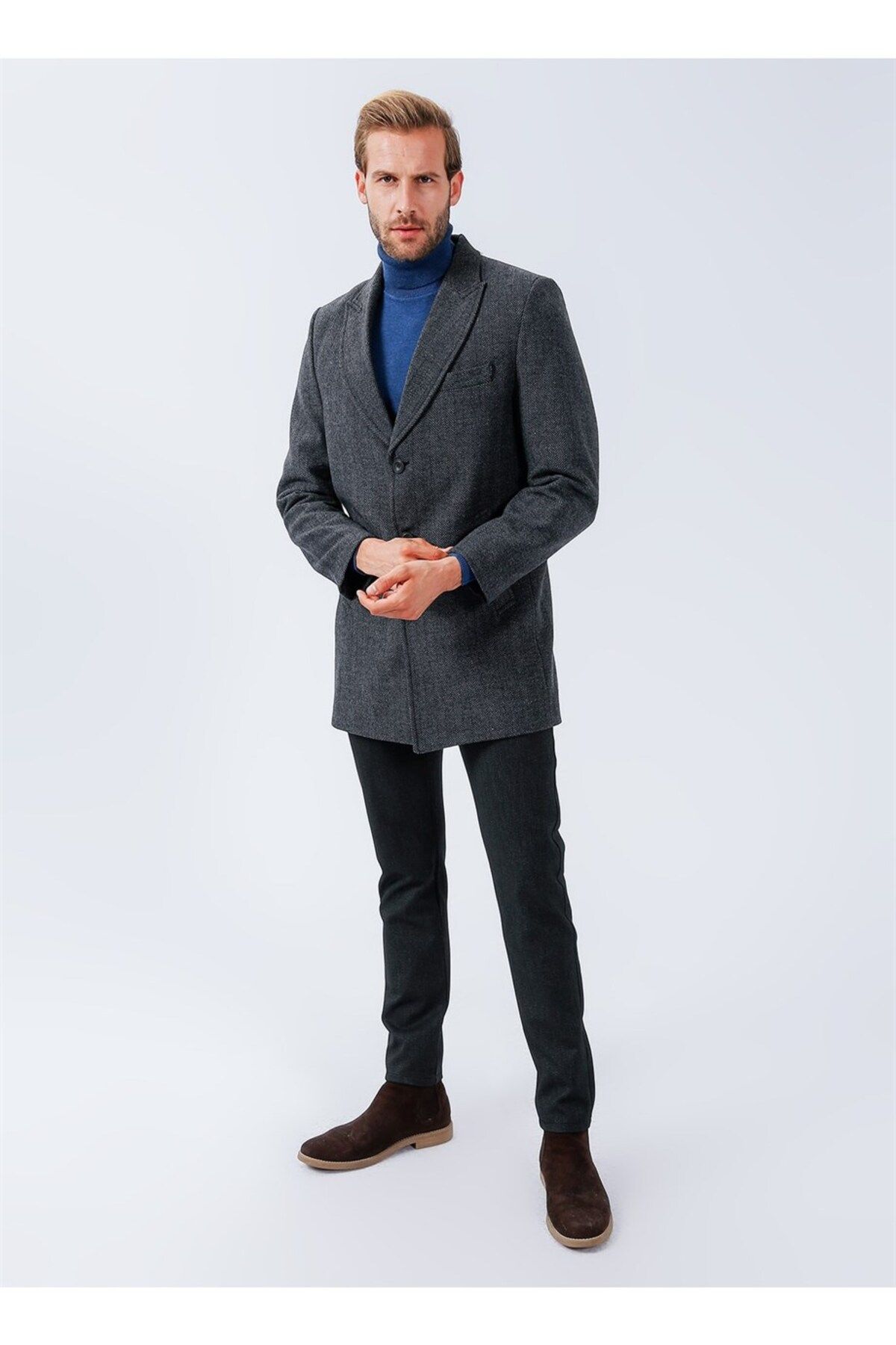 Dark grey 2025 wool coat mens