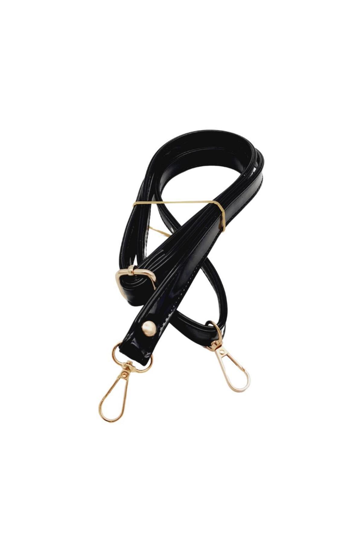 angel çanta aksesuar Rugan Deri 125x2 cm Sürgütlü Siyah Renk Çanta Sapı ...