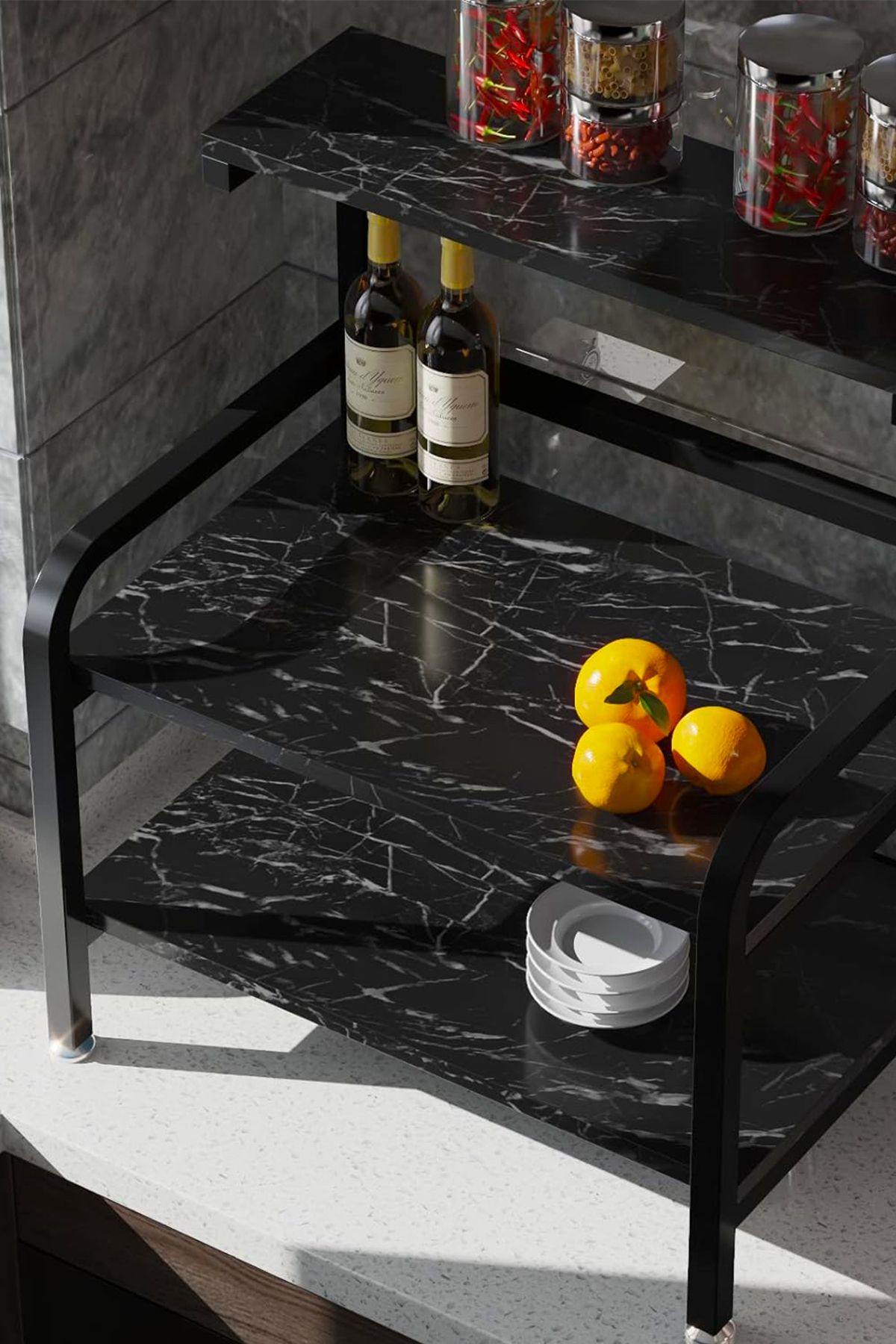 CARNIVAL LAND-Black Marble Pattern Coating Paper Foil Bench Table Shelf 5 meters between the bench 7