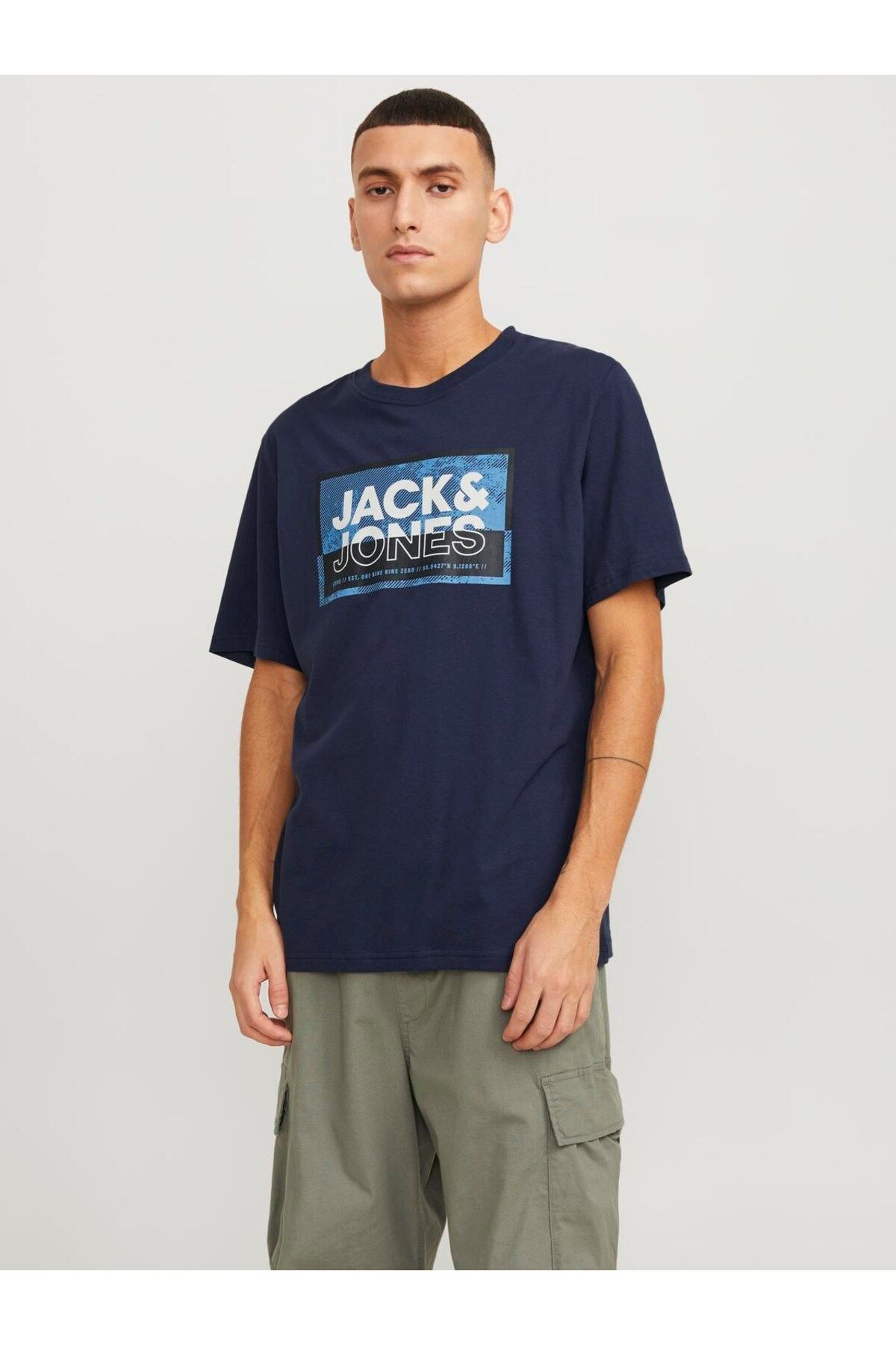 Jack & Jones Jack & Jones تی شرت مردانه نیروی دریایی 100% پنبه ای جک و جونز 12253442