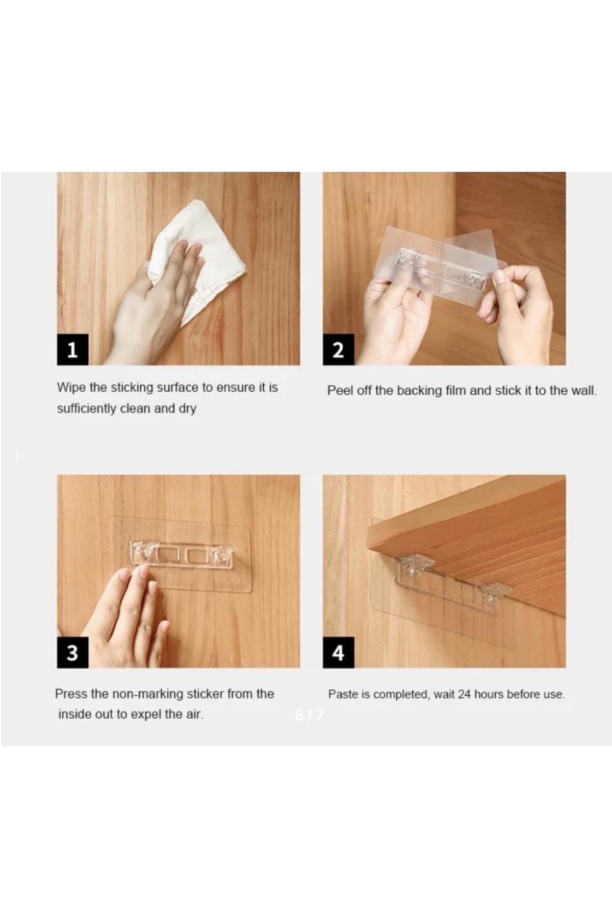 Hayveys-4 Pieces Strong Adhesive Cabinet Shelf Support Latch Attachment Shelf Arrangement Clip Hanger 2