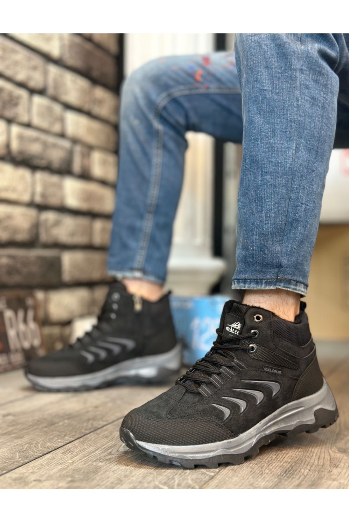 Dark gray ankle booties top