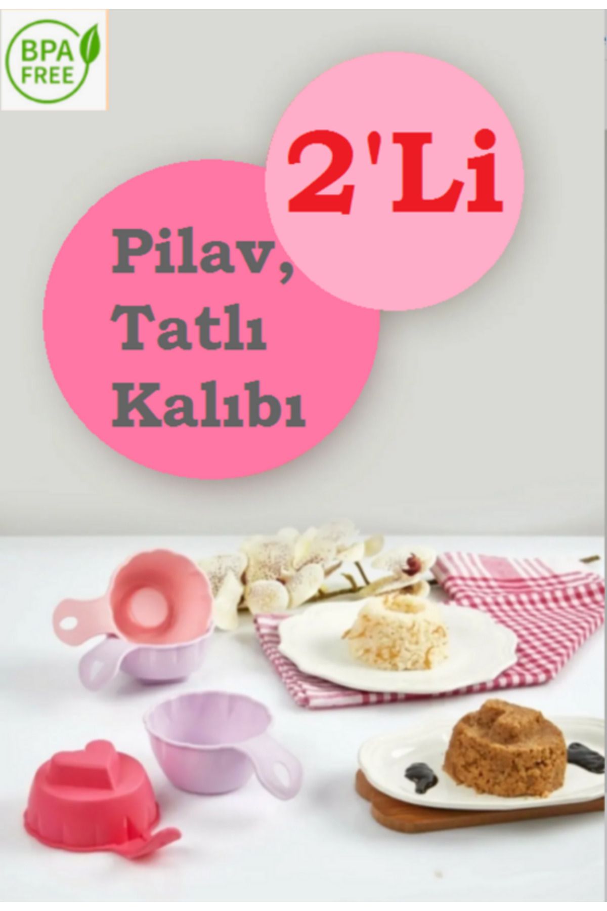 Homegaroo 2'li Pratik Pilav Ve Tatlı Kalıbı 2 Adet Pilav Ve Tatlı Şekillendirici Helva Kalıbı