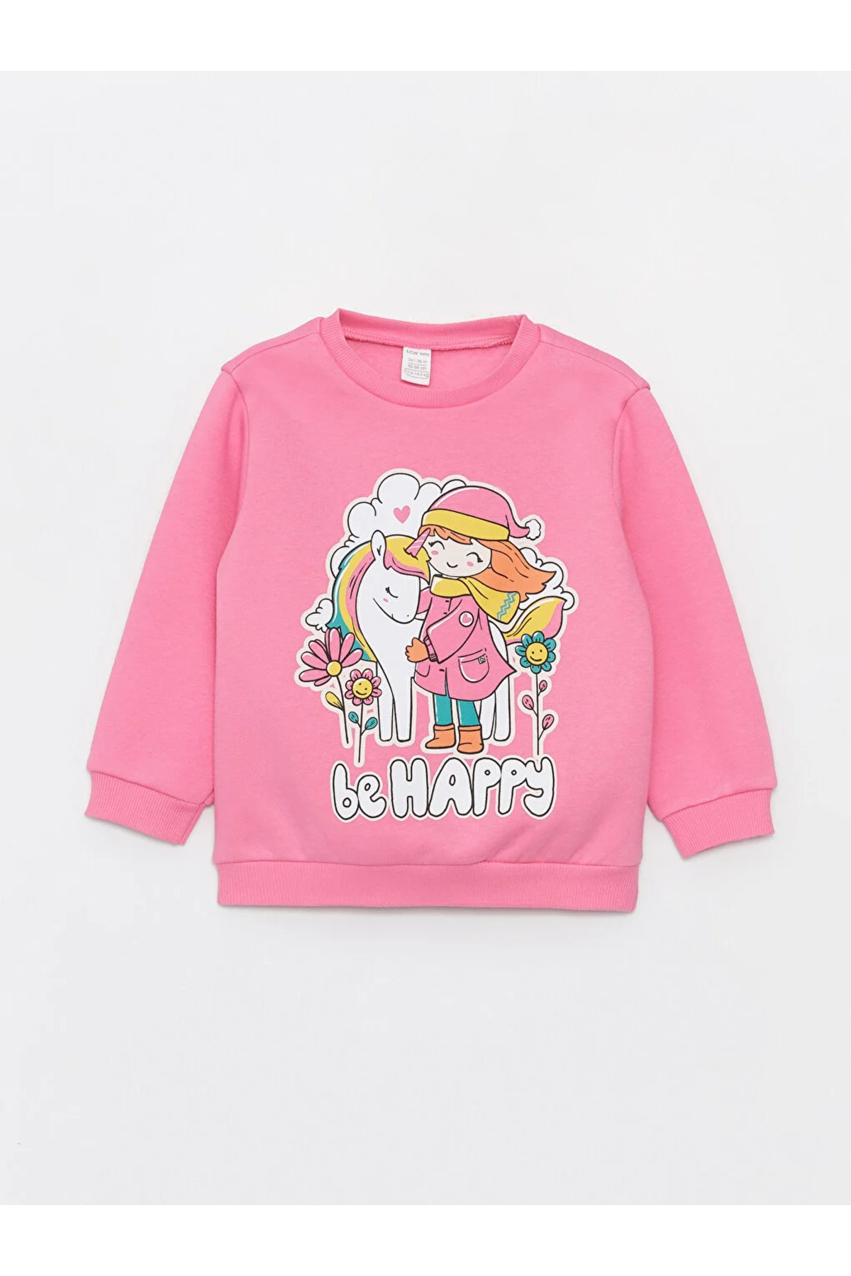 LC Waikiki LCW baby Bisiklet Yaka Uzun Kollu Baskılı Kız Bebek Sweatshirt 2'li fotoğrafı 5 (önizleme)