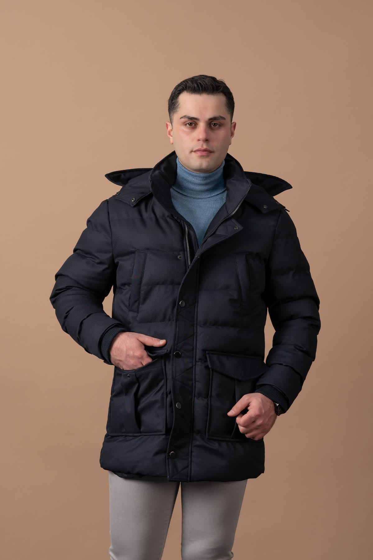  پالتوی مردانه پفی کلاه دار (کلاه دار)