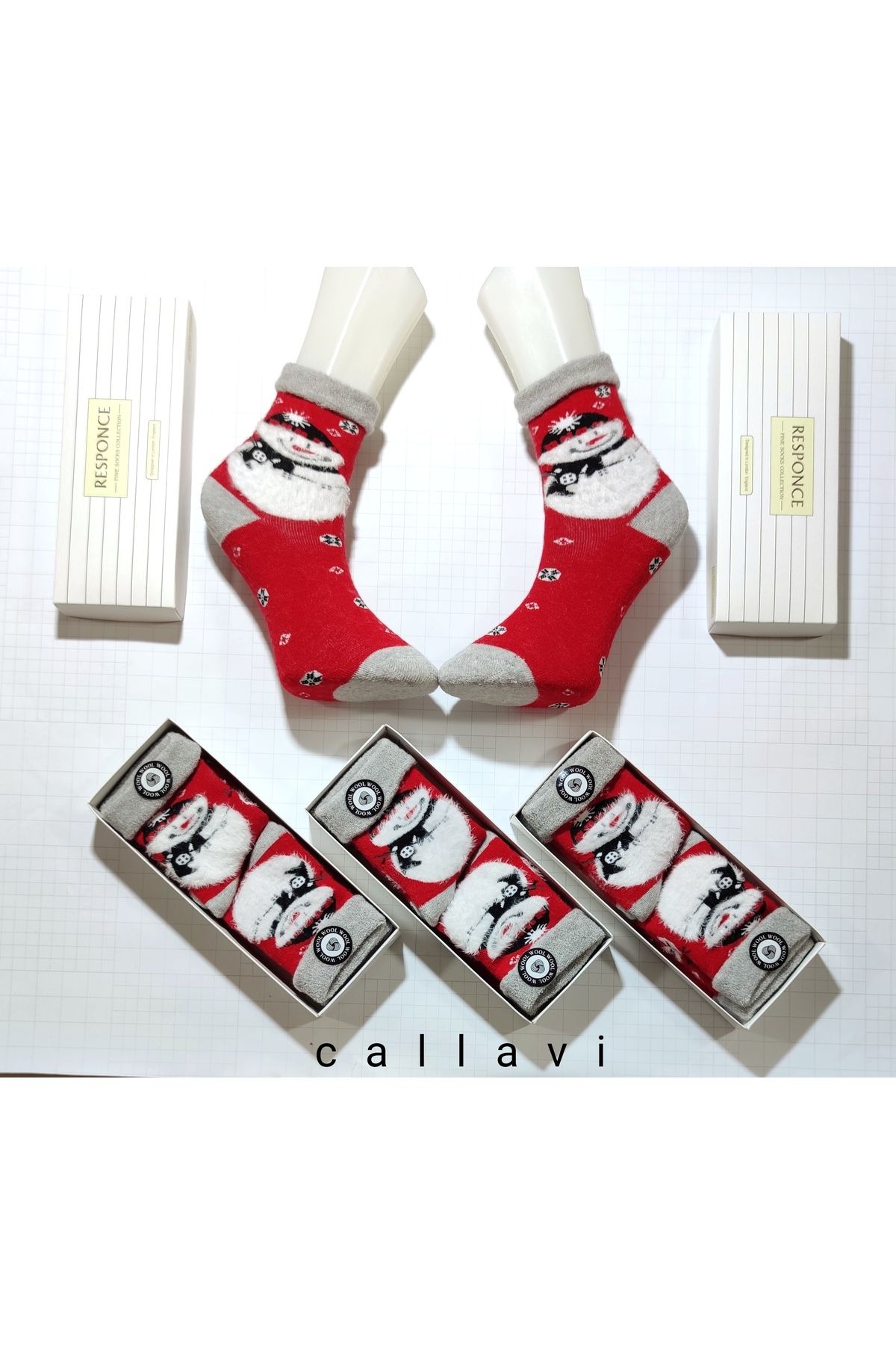 CALLAVI-Thermal wool towel Christmas socket 2 pairs with box 4
