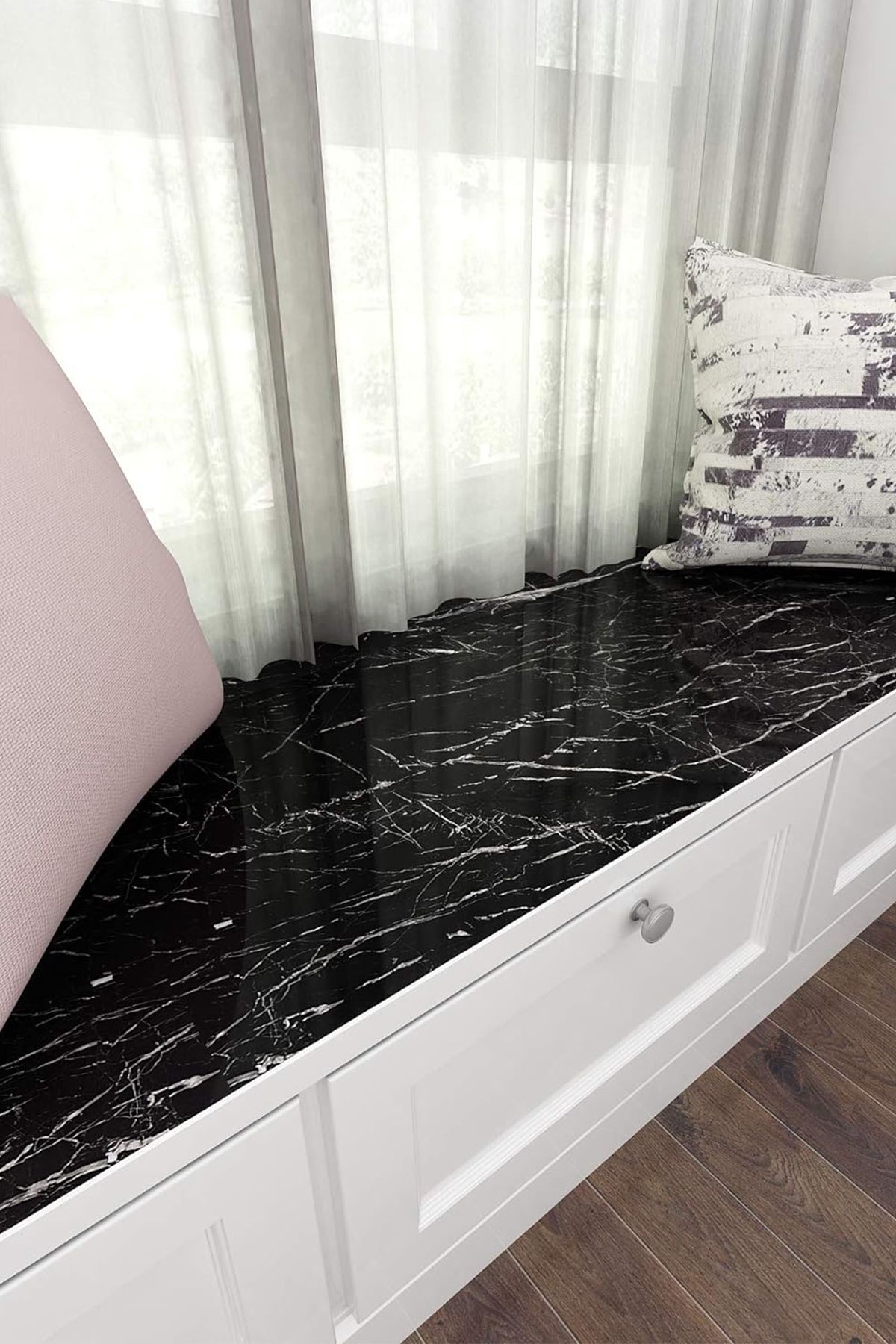 CARNIVAL LAND-Black Marble Pattern Coating Paper Foil Bench Table Shelf 5 meters between the bench 8