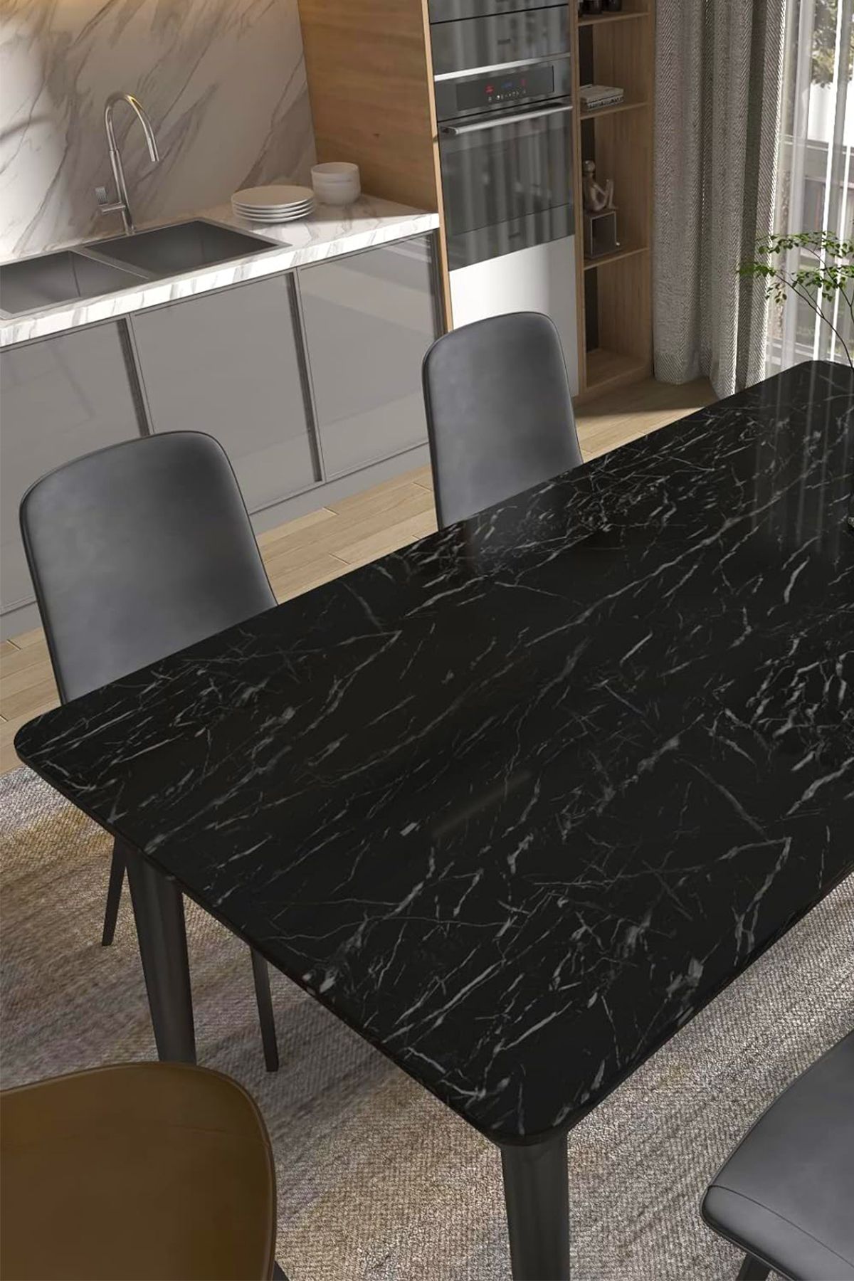 CARNIVAL LAND-Black Marble Pattern Coating Paper Foil Bench Table Shelf 5 meters between the bench 5