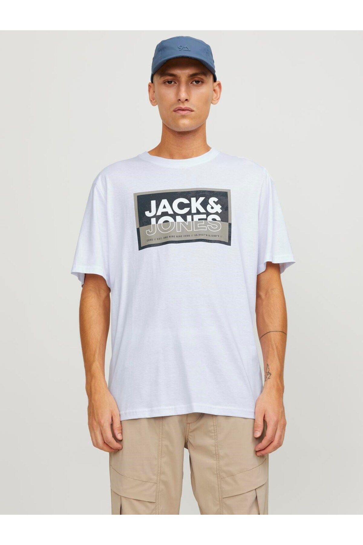 Jack & Jones Jack & Jones تی‌شرت مردانه سفید ۱۰۰٪ پنبه با یقه O