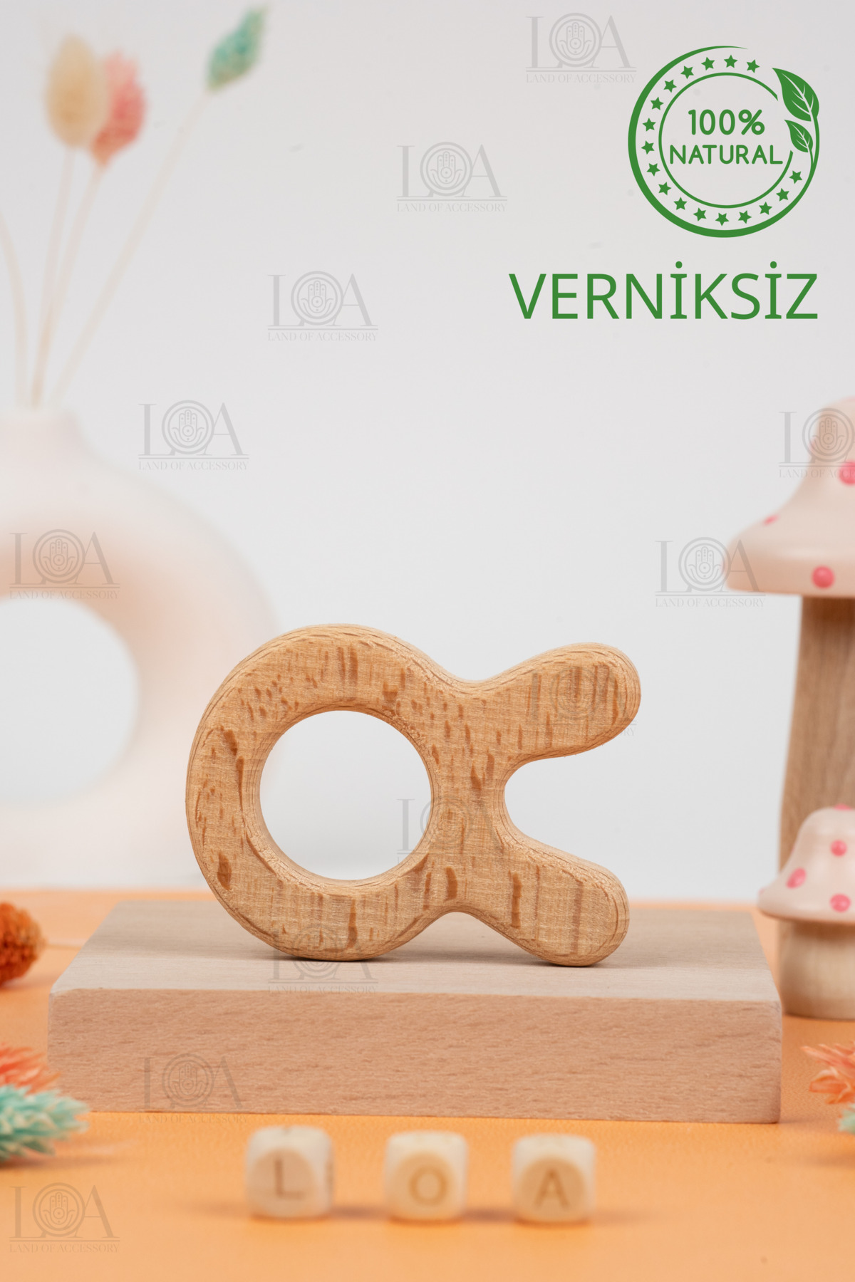 LANDOFACCESSORY Ahşap Diş Kaşıyıcı - Diş Rahatlatıcı - Natural Verniksiz Diş Kaşıyıcı