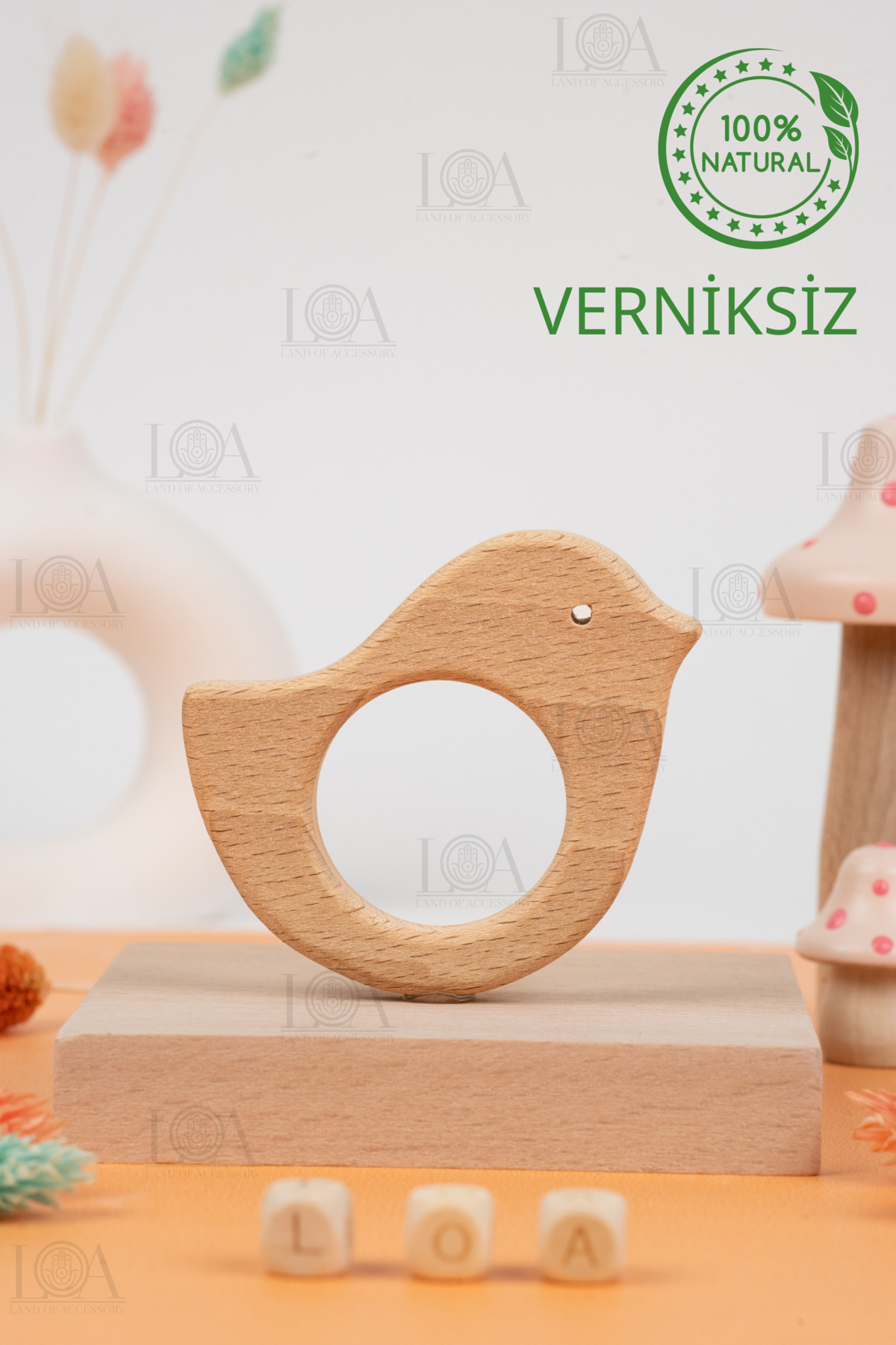 LANDOFACCESSORY Ahşap Diş Kaşıyıcı - Diş Rahatlatıcı - Natural Verniksiz Diş Kaşıyıcı