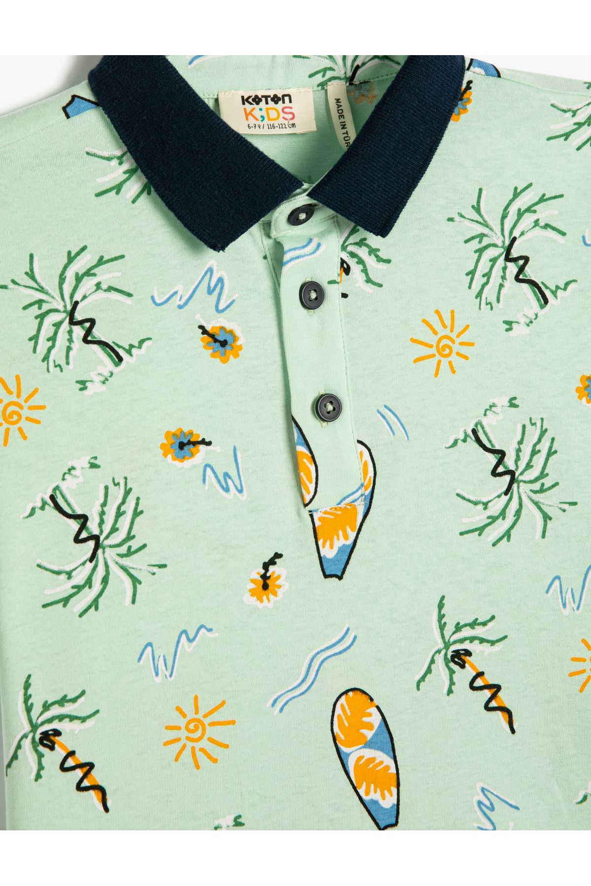 Koton Polo T Shirt Short Sleeve Button Printed Cotton Trendyol