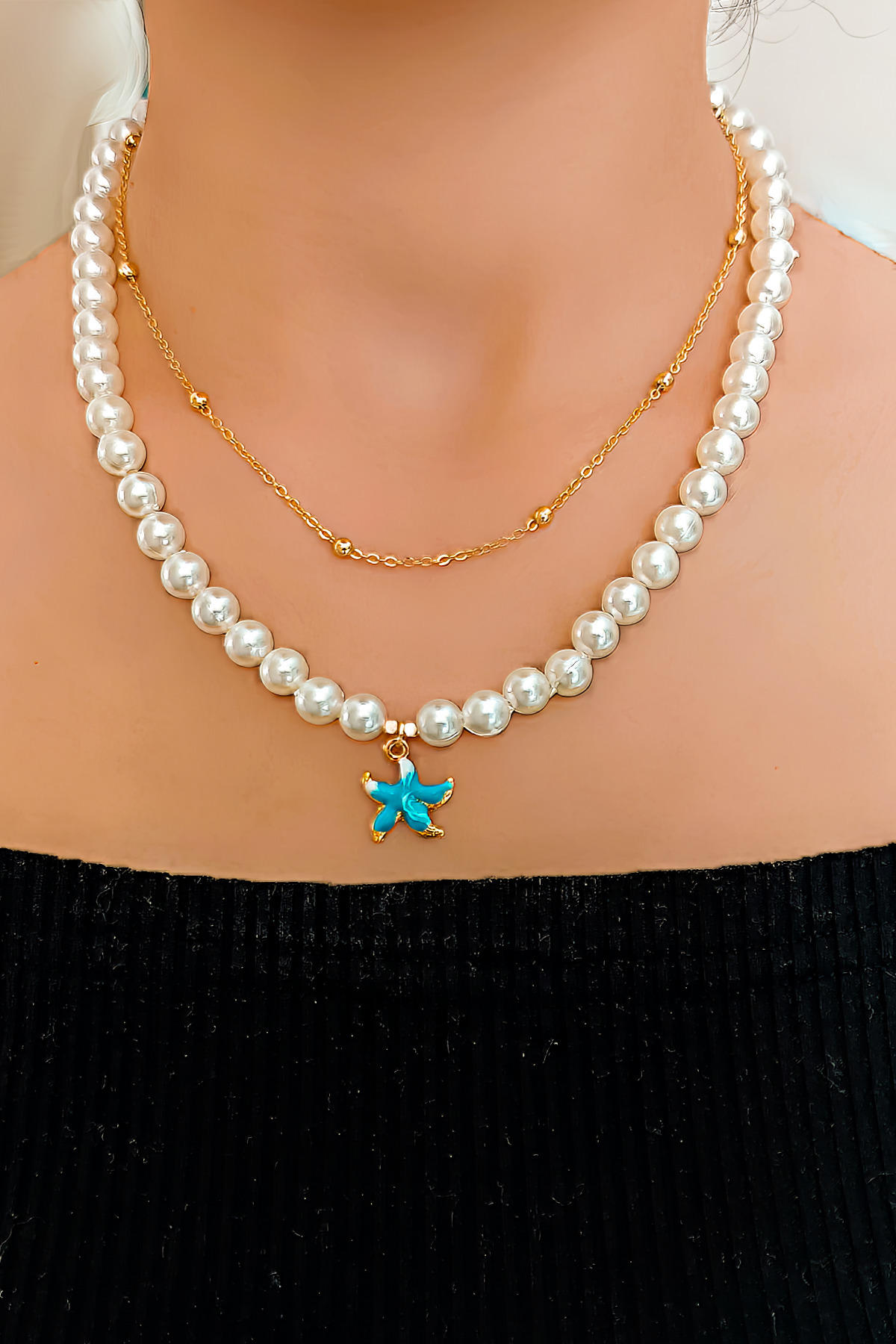 Multi Combination Necklace, Chain Necklace, Pearl Necklace, Starry Necklace, Twin Necklace
