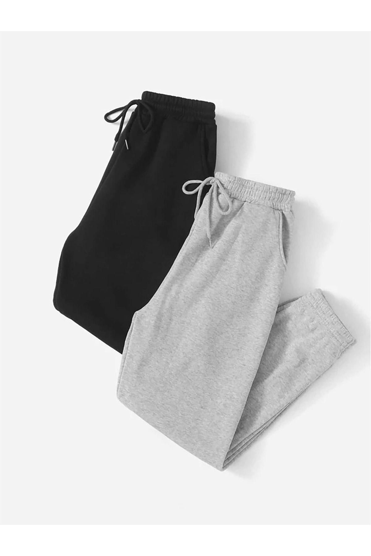 ciwi&life Pantaloni De Trening Unisex Negru-gri, 2 Piese, Cu Talie Și Picioare Elastice Unisex - 2XL