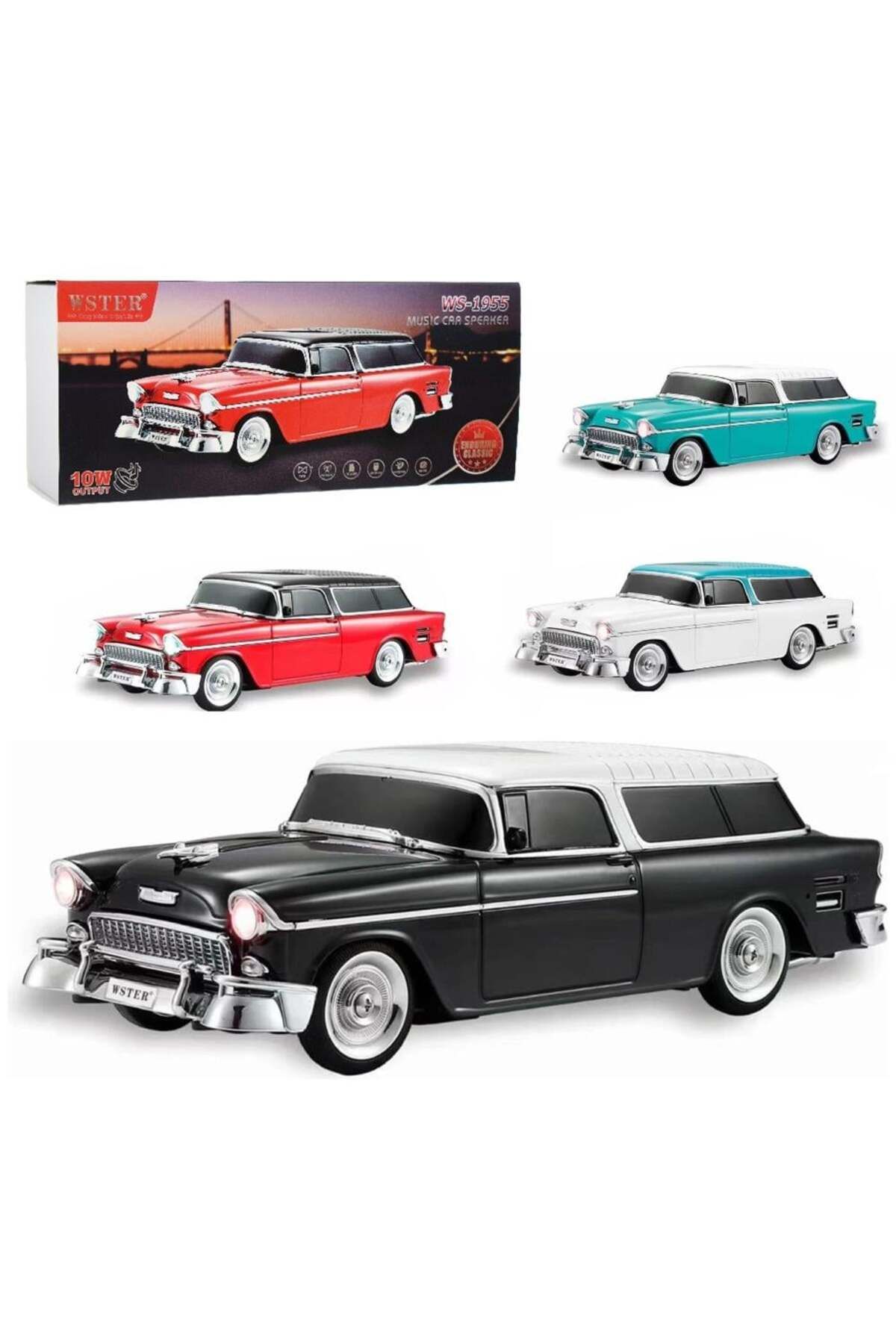 whitetech Klasik Araba Chevrolet Belair 1955 Model Usb-Tf-Fm Radyo Bluetooth Hoparlör Speaker