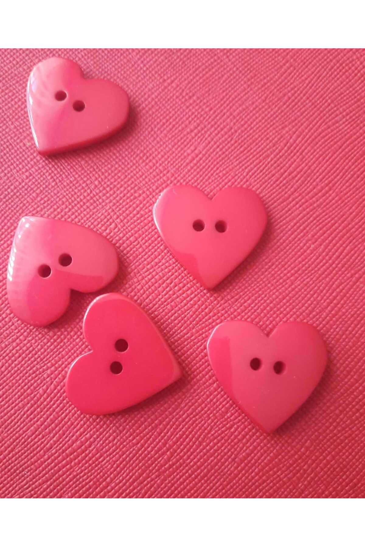 İMREN AKSESUAR-Polyester Button with Red Heart Pattern - 2.5 Cm, 1 Pack 6 Pieces 4
