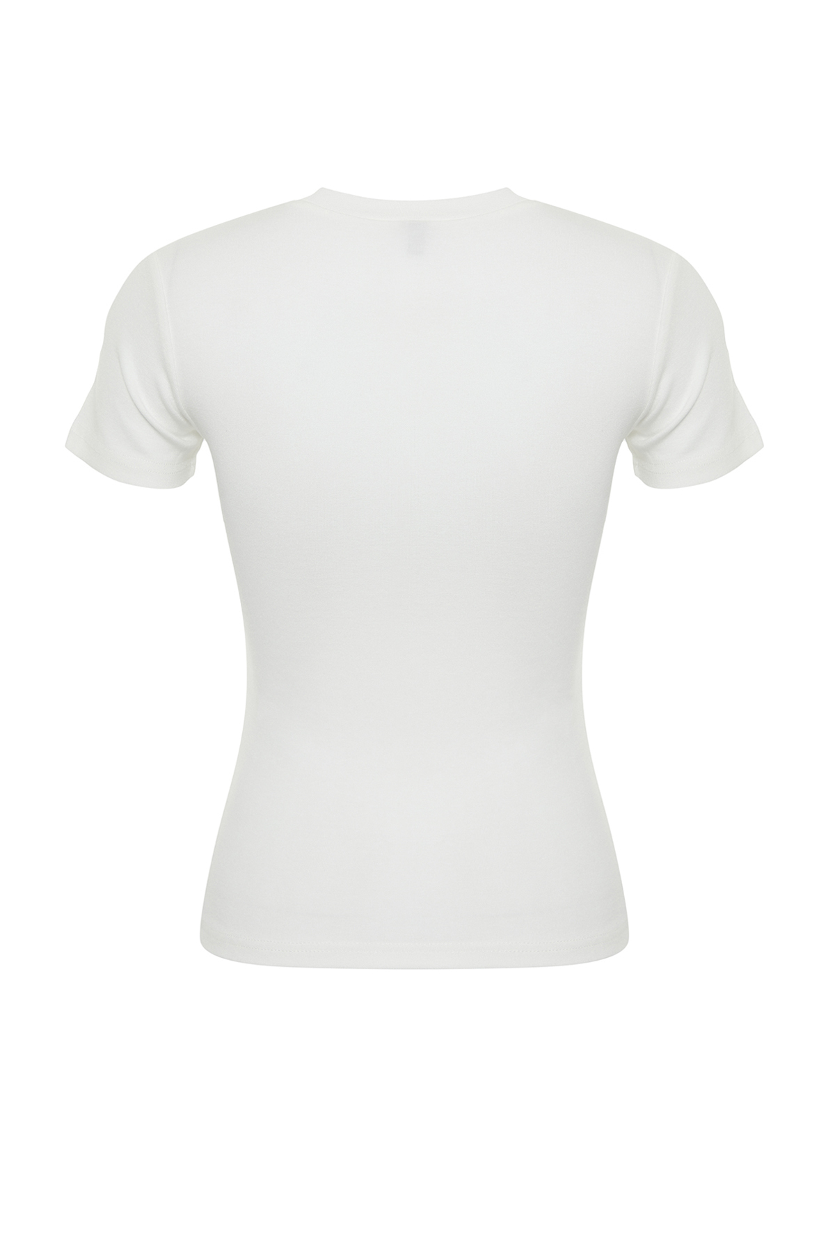 Trendyolmilla  Ekru Viskoz/Yumuşak Kumaş Vücuda Oturan Esnek Örme Bluz TWOSS24BZ00296 - Görsel 8