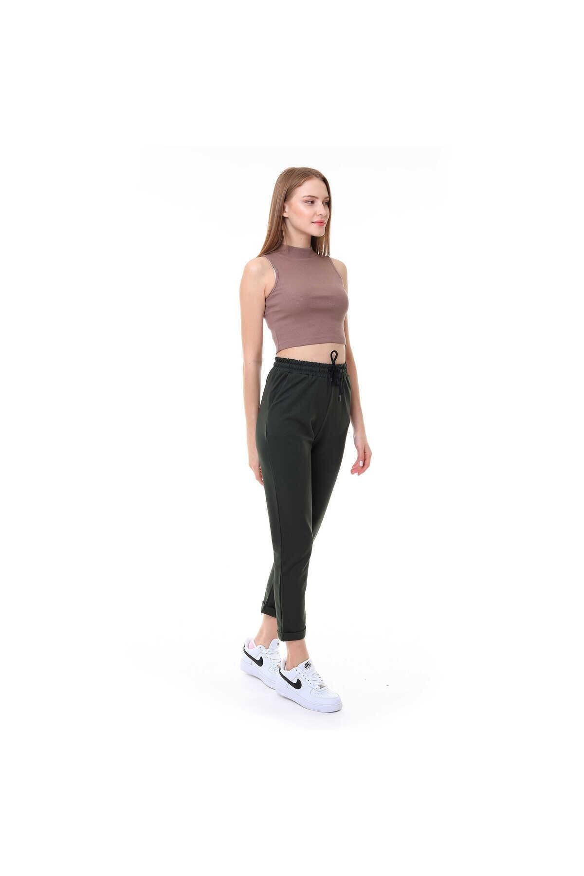 Miss Puddra-Women's Khaki Tracksuit - Single Bottom, Double Leg 3