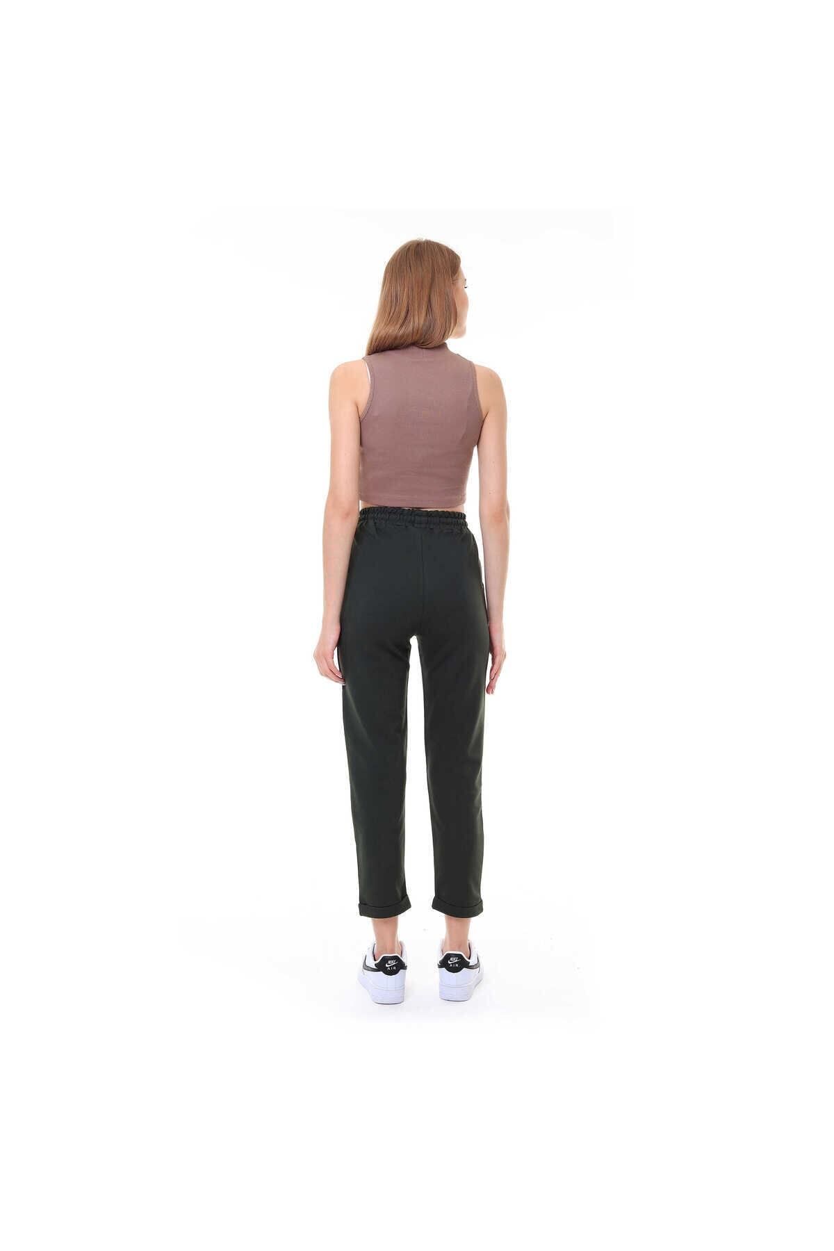 Miss Puddra-Women's Khaki Tracksuit - Single Bottom, Double Leg 5