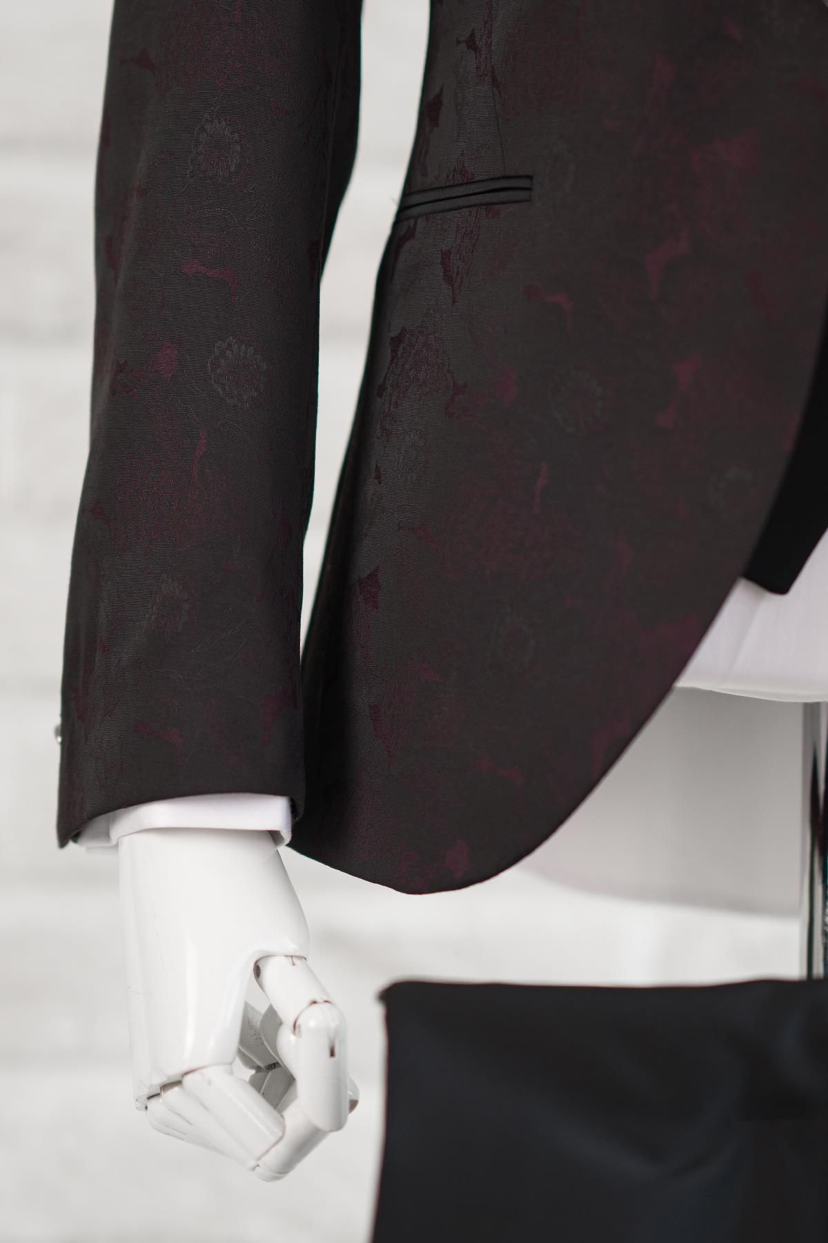TORRES-Shawl Patterned Swallow Collar (collar Fixed) Double Slit Regular Fit Single Button Tuxedo Suit Hand 5
