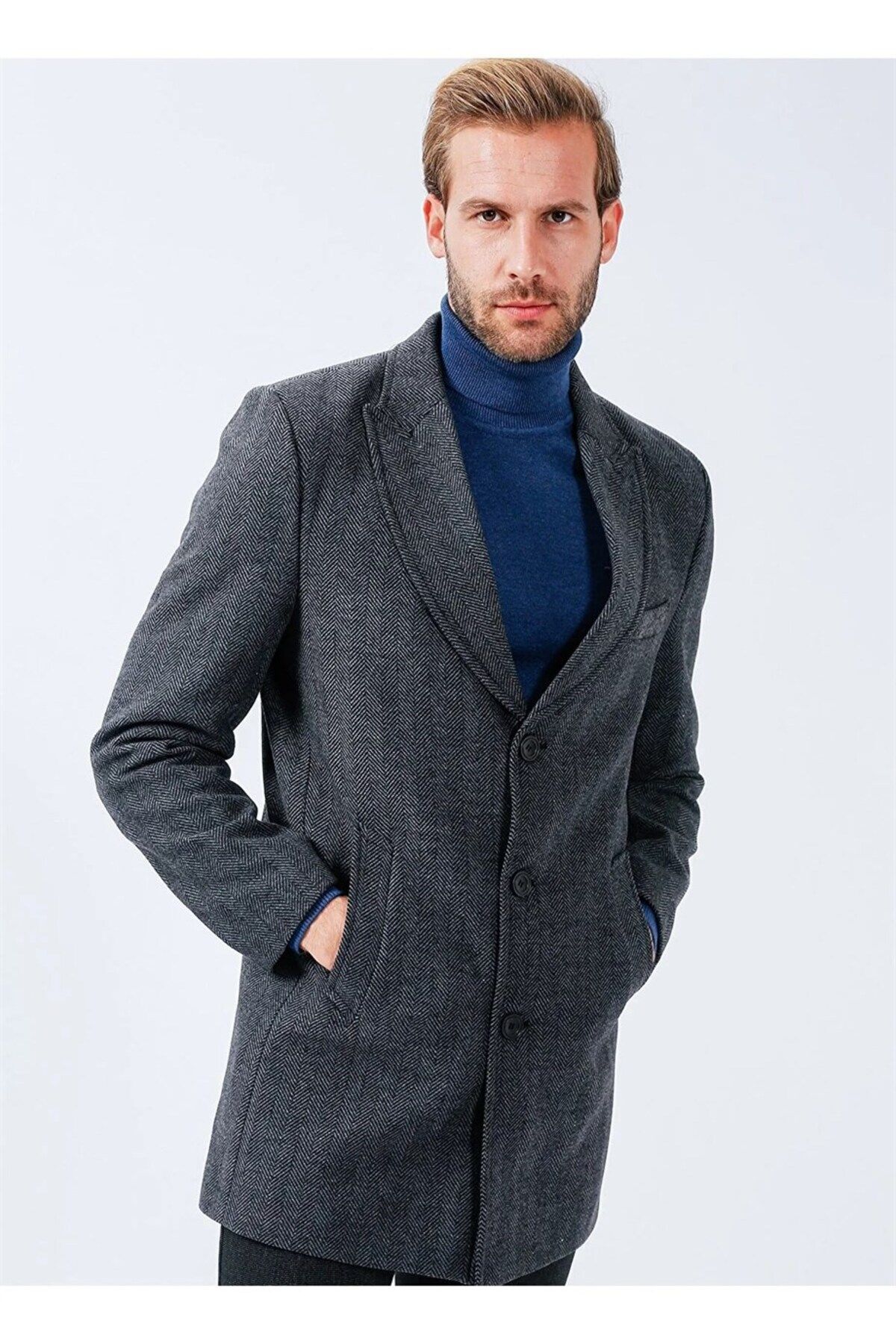 Dark grey 2025 wool coat mens