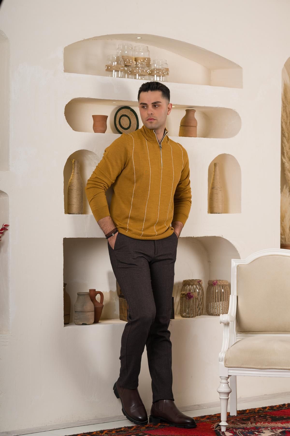 Men's striped turtleneck discount