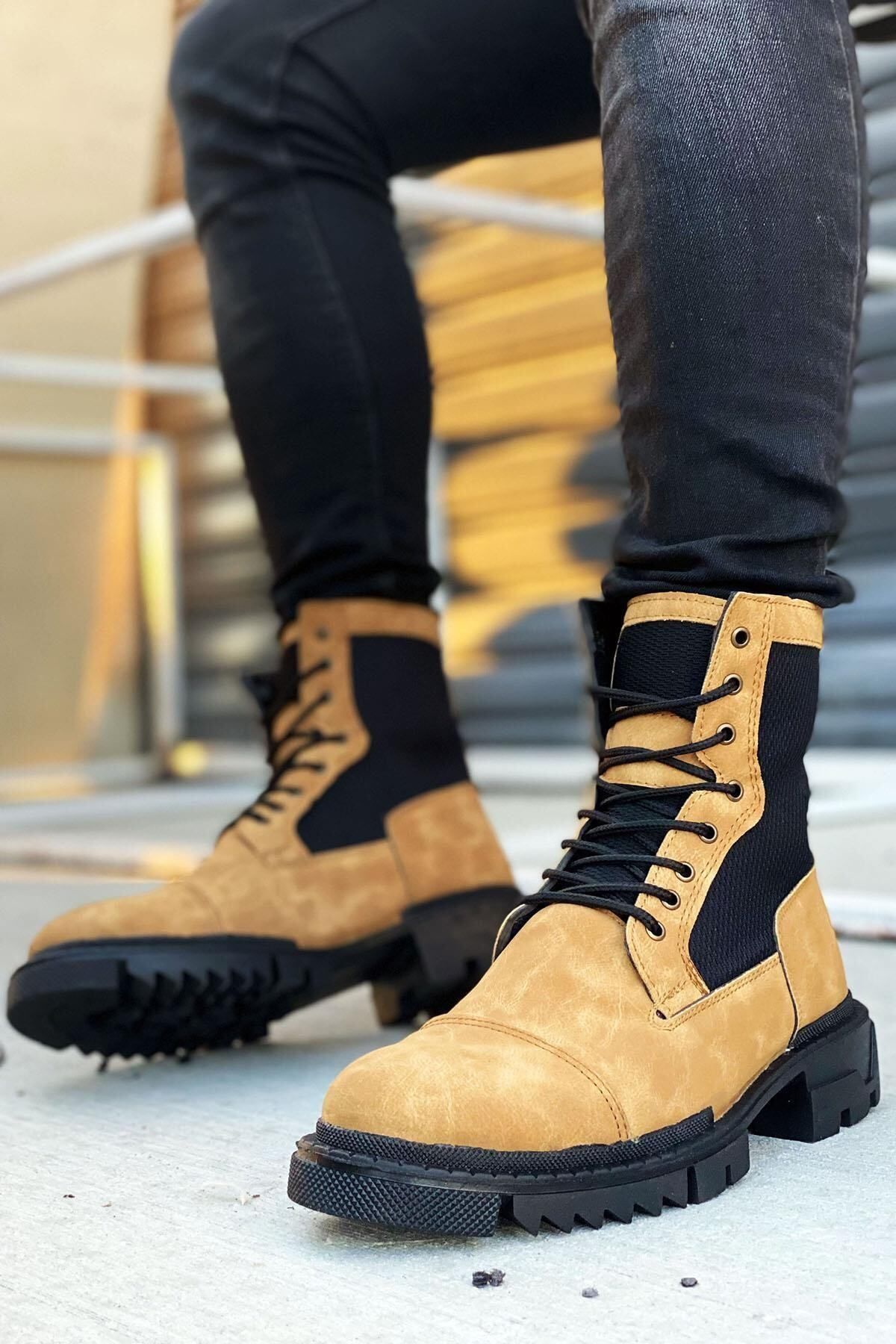 Combat boots yellow sales