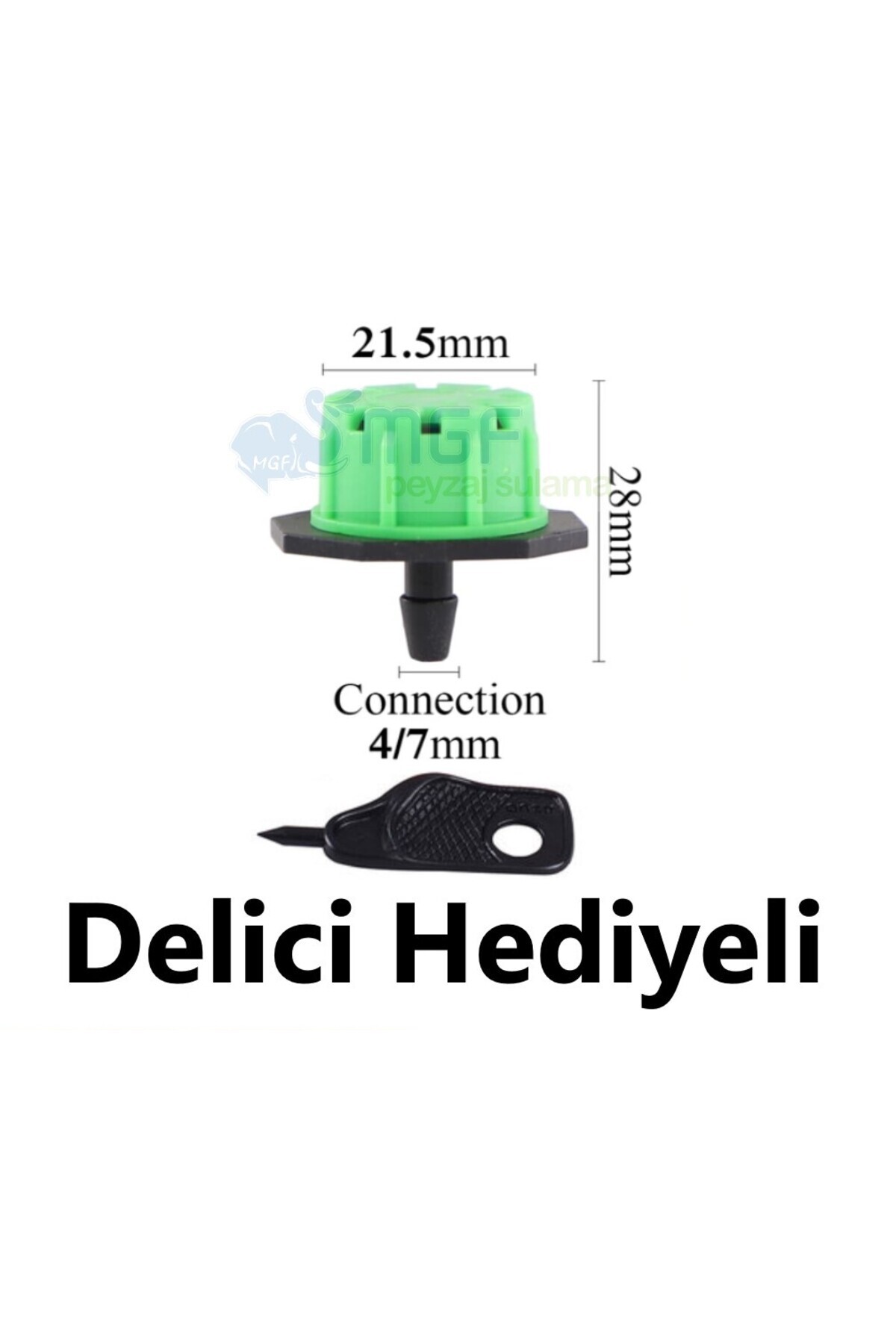 MGF PLAST Mgf Yeşil Meme X 100 Ad. - Damla Sulama Debi Ayarlı Damlatıcı Parçası Aparatı Damlama Borusu Hortumu