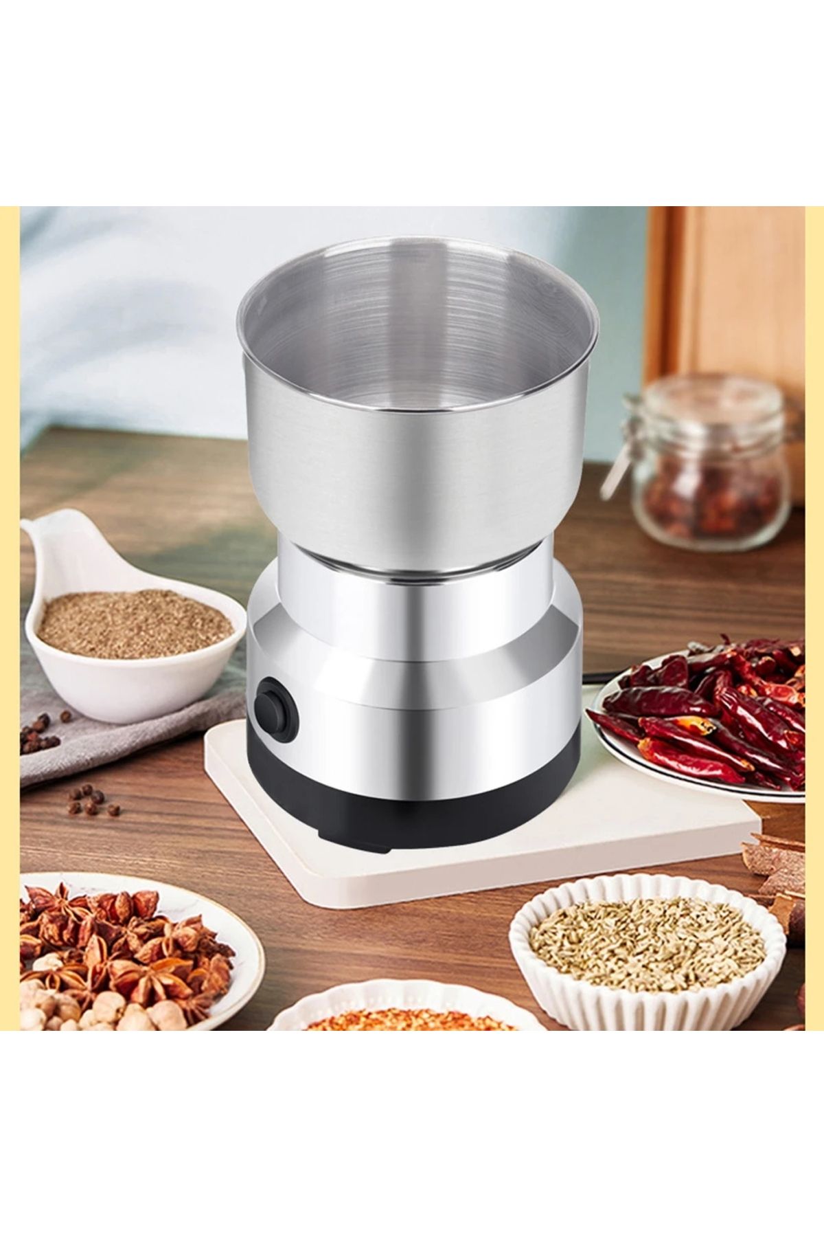 ErginGroup Çok Fonksiyonlu Çelik Elektrikli Kahve Öğütücü Değirmeni Kuruyemiş Baharat Doğrayıcı Blender 300 ml