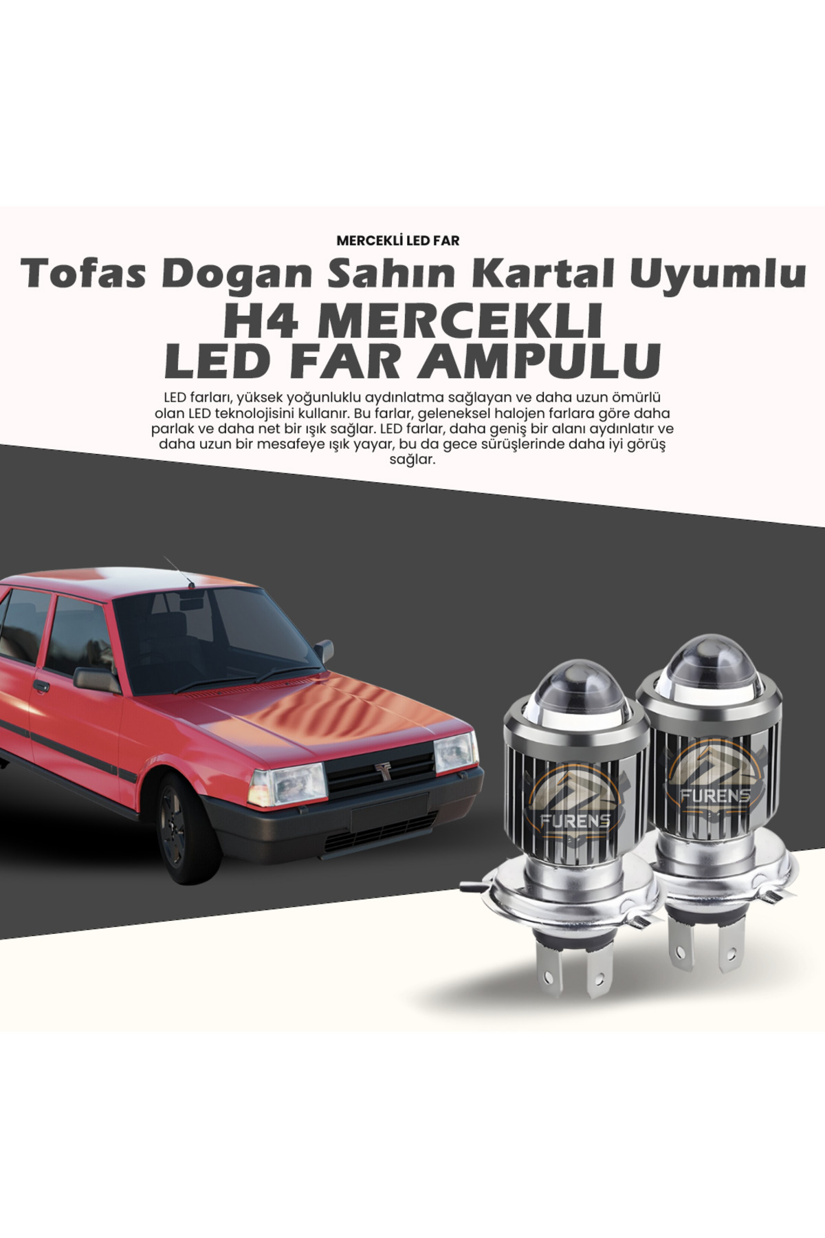 mısırlı grup Tofaş Dogan Şahin Kartal Uyumlu Mercek Led Xenon Çift Renk Şimşek Etkili