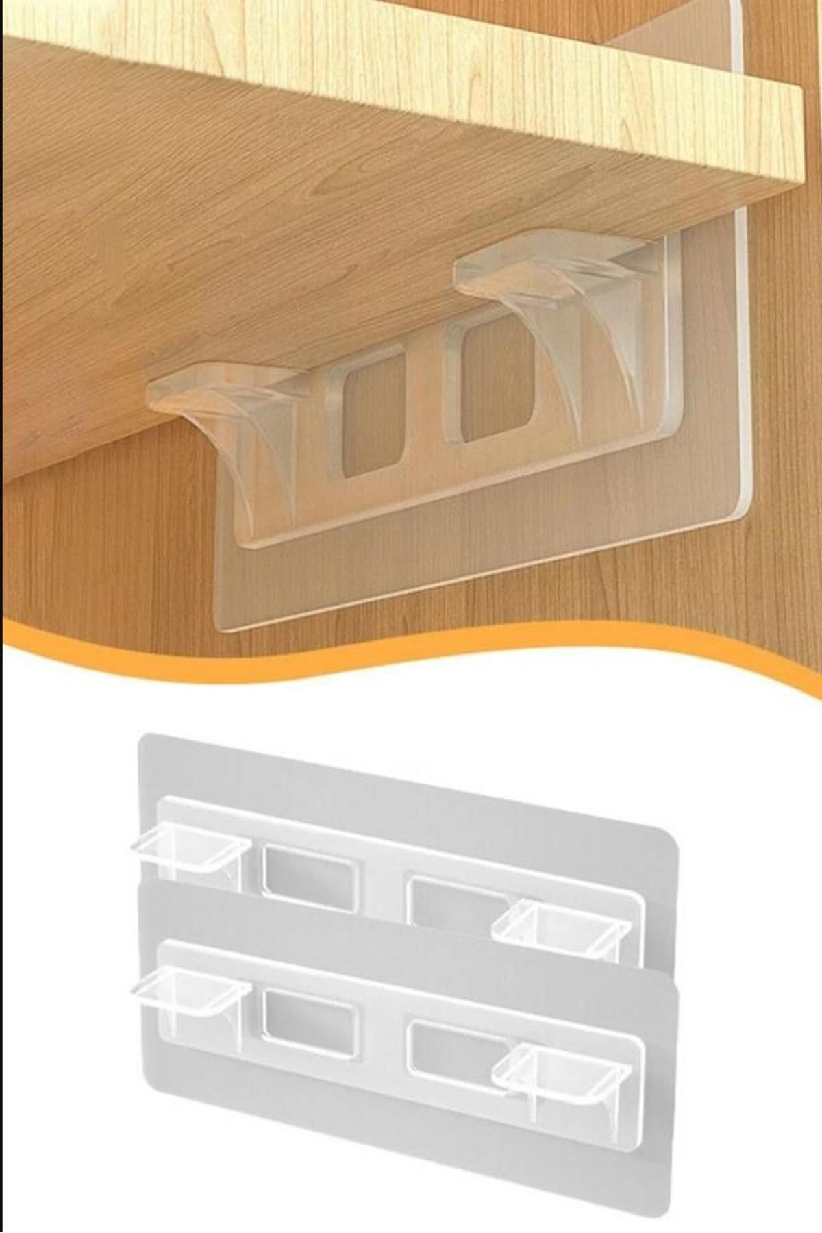 Hayveys-4 Pieces Strong Adhesive Cabinet Shelf Support Latch Attachment Shelf Arrangement Clip Hanger 3