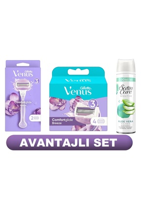 Gillette Venus Comfortglide Breeze Tıraş Makinesi + 6 Yedek Tıraş Bıçağı + Sa...