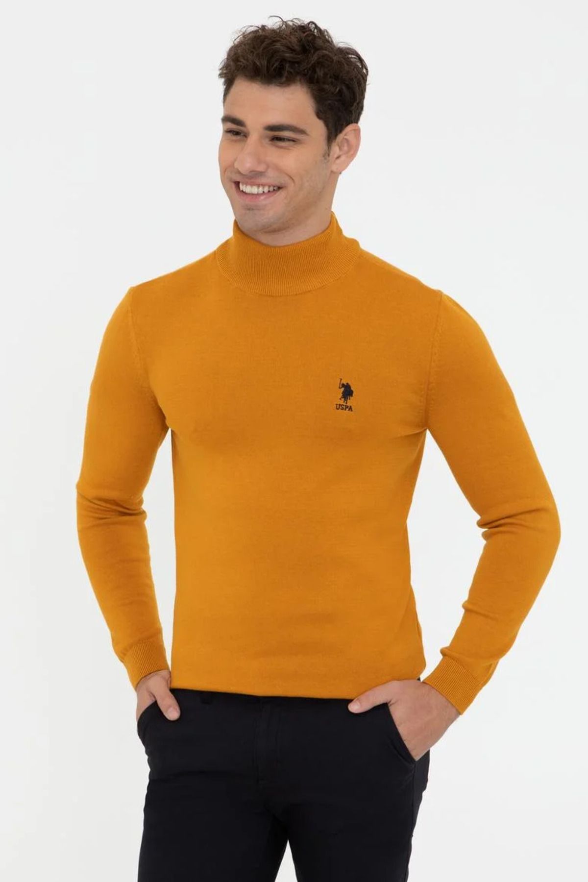 U.S. Polo Assn. Men s Saffron Basic Sweater Trendyol